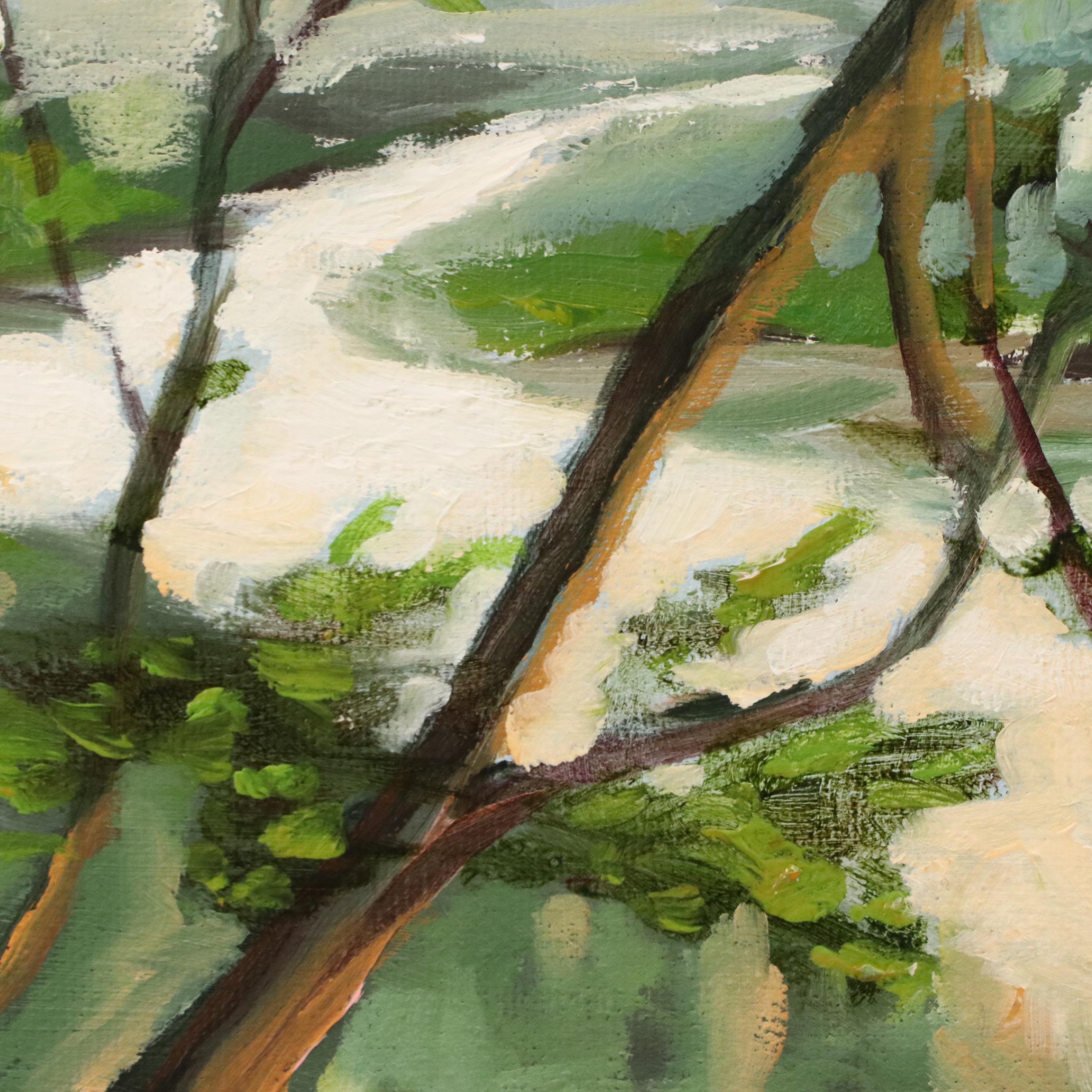 Impressionistic Style River Landscape Oil Painting, Late 20th Century