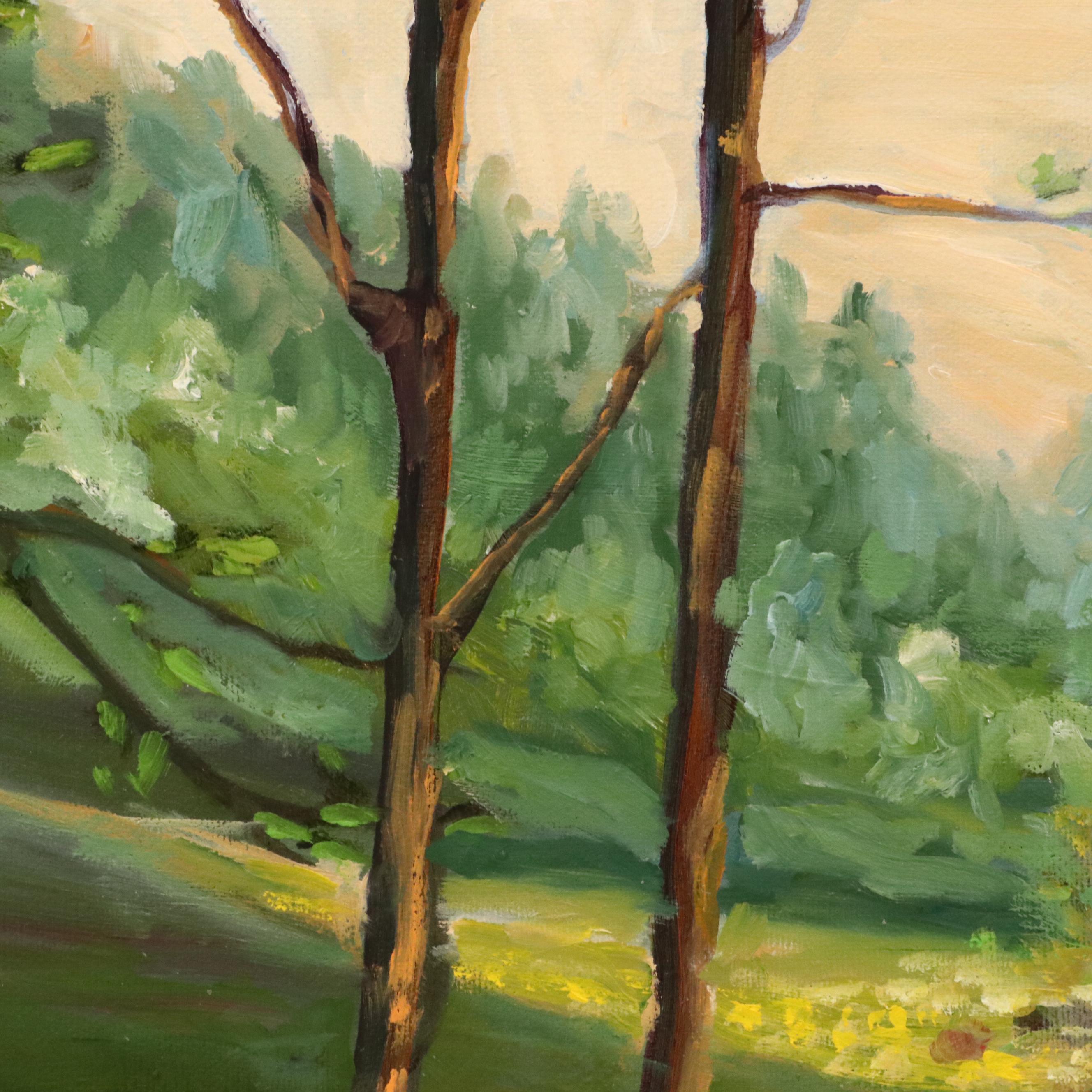 Impressionistic Style River Landscape Oil Painting, Late 20th Century