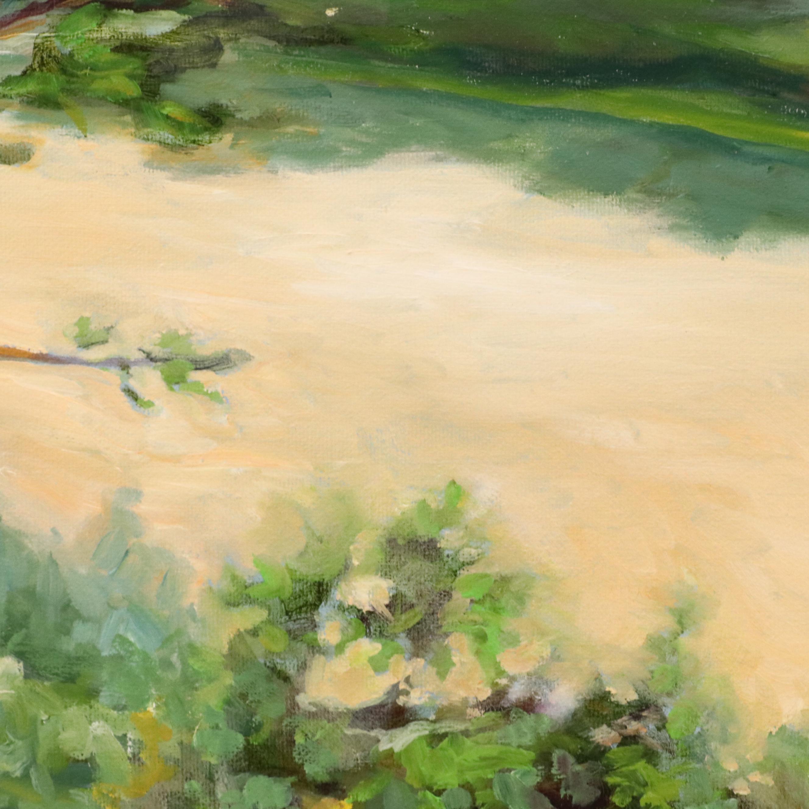 Impressionistic Style River Landscape Oil Painting, Late 20th Century