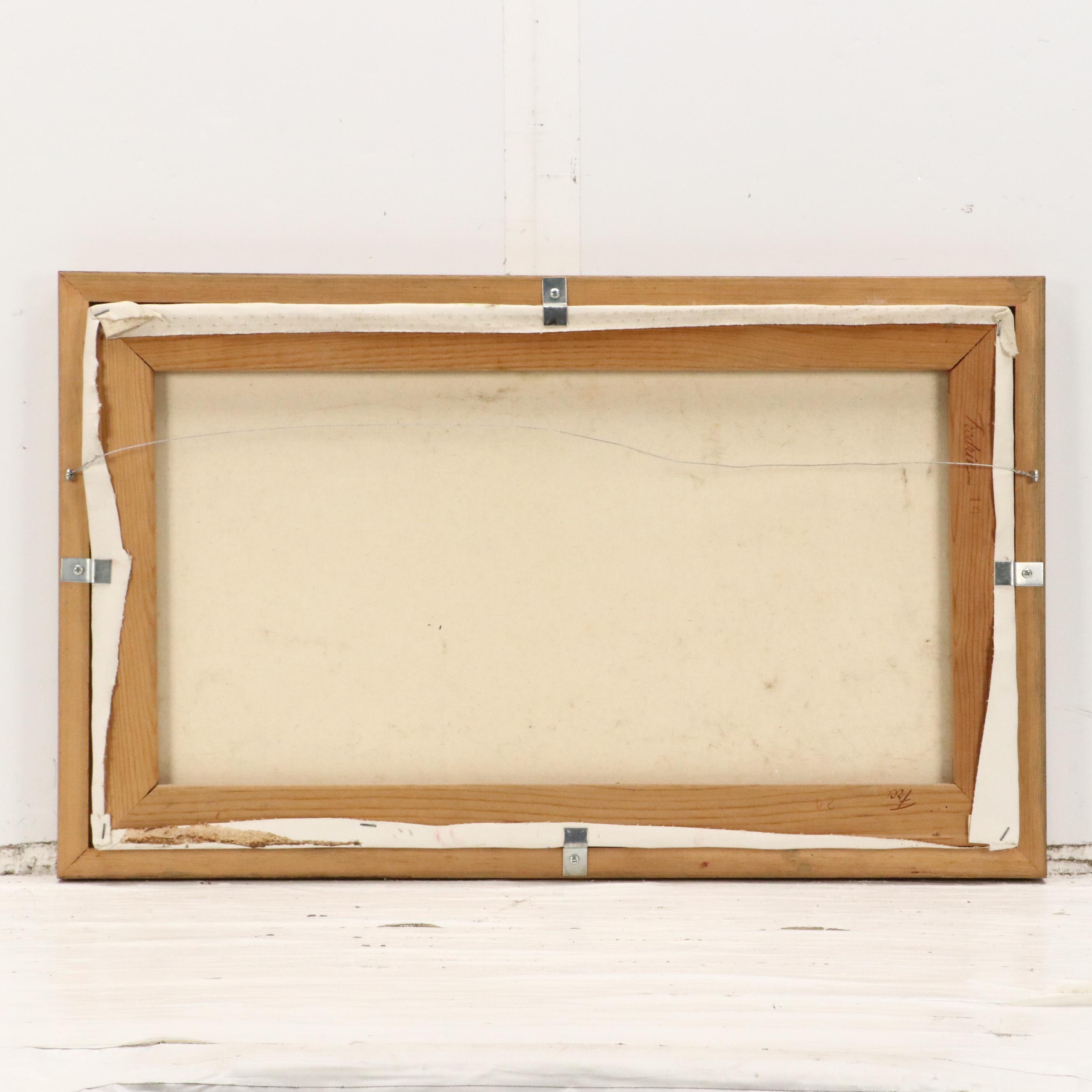 Impressionistic Style River Landscape Oil Painting, Late 20th Century