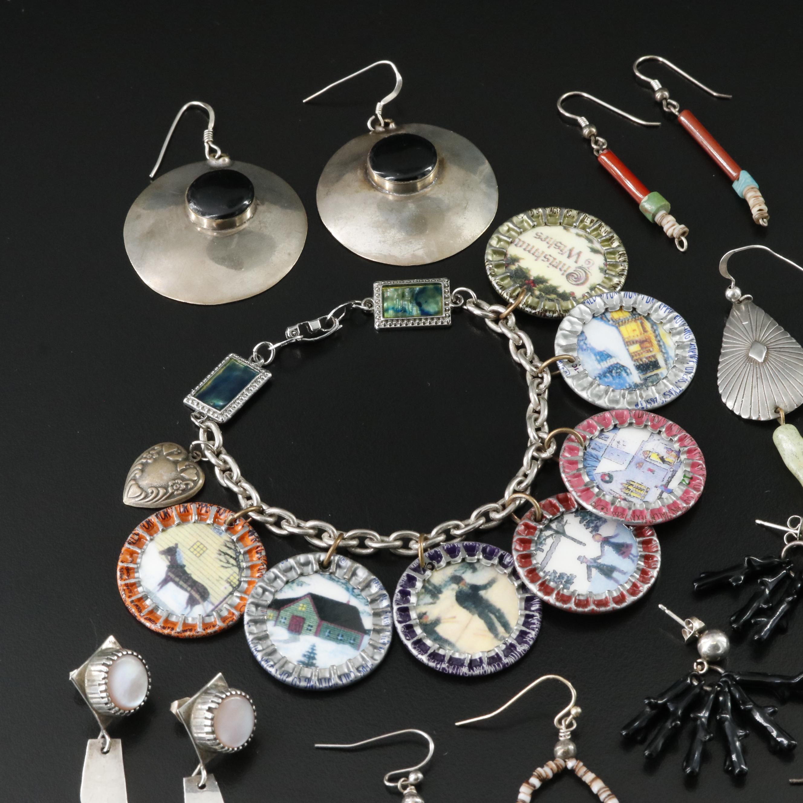 Soda Pop Bottle Cap Bracelet with Ring and Southwestern Earring Collection