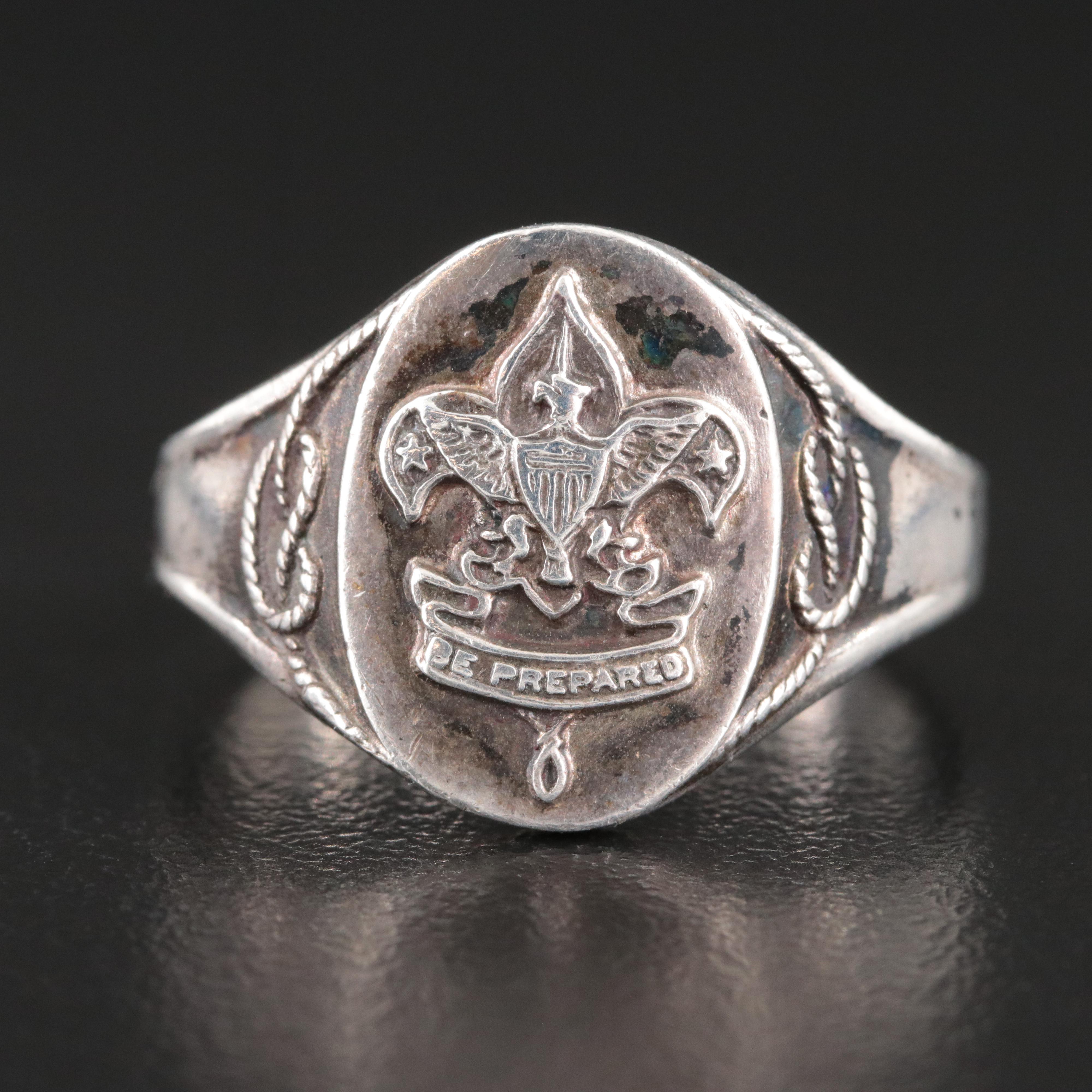 Vintage Sterling Eagle Scout Ring