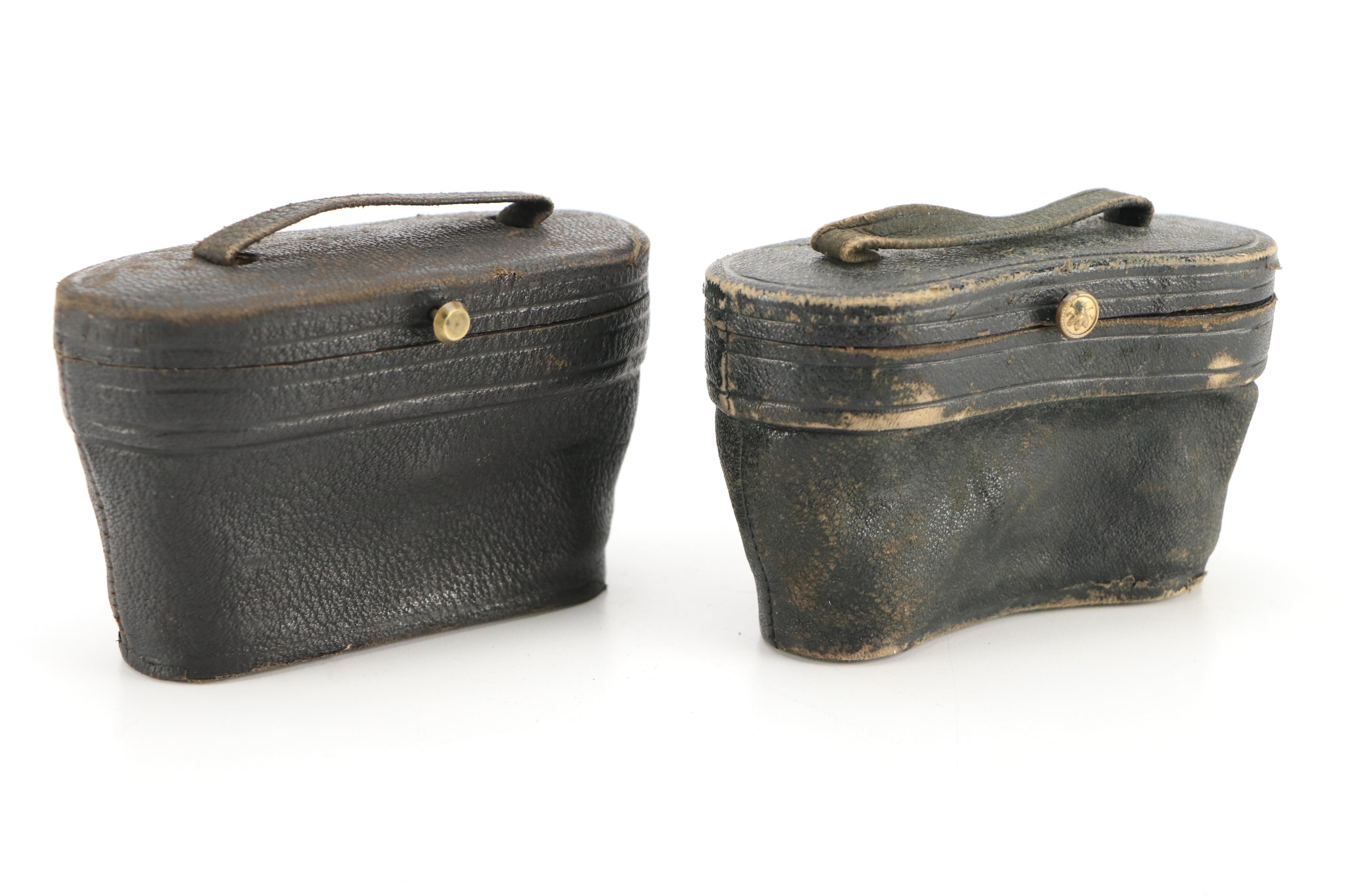 Chevalier French Mother-of-Pearl and Brass Opera Glasses with Leather Cases