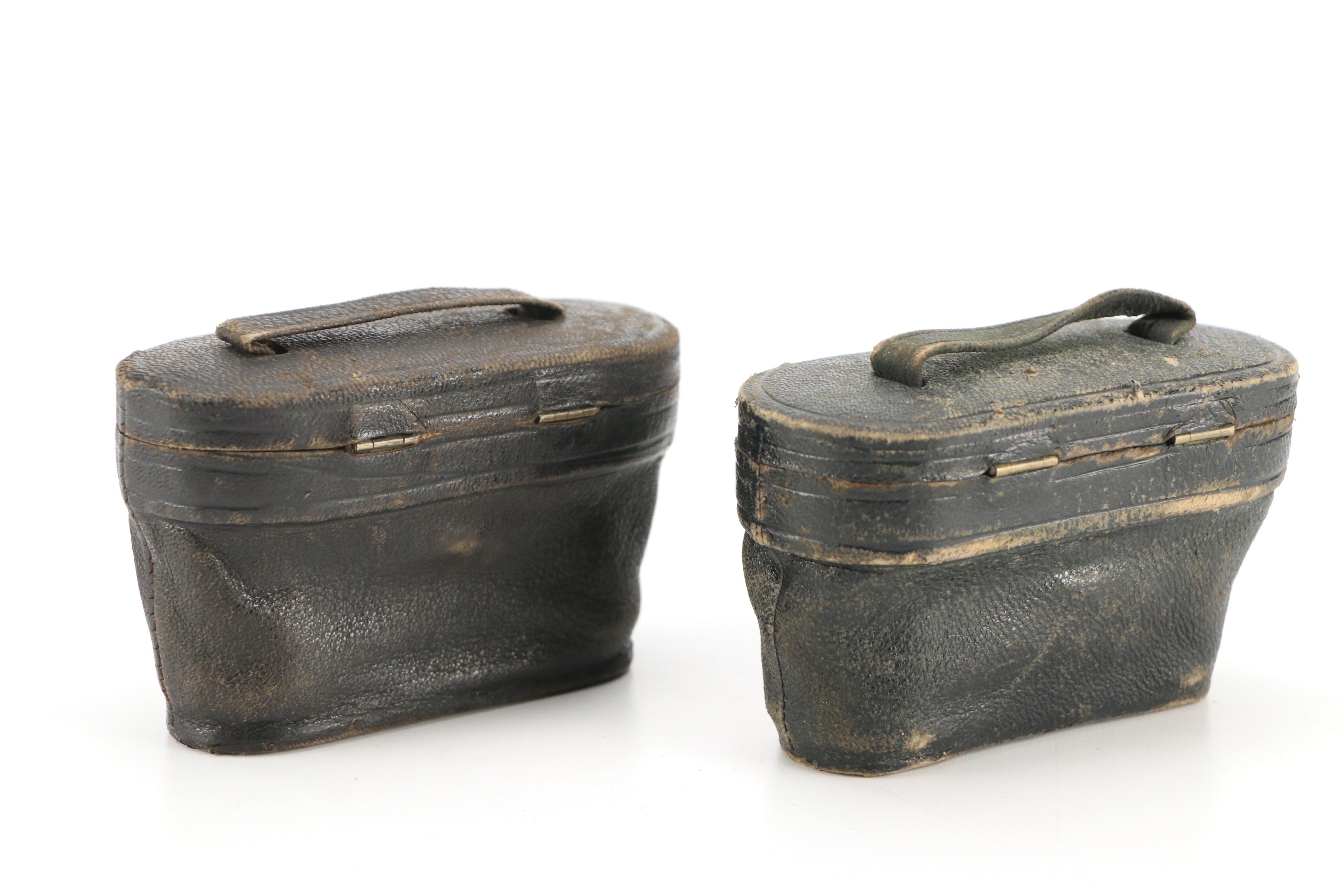 Chevalier French Mother-of-Pearl and Brass Opera Glasses with Leather Cases