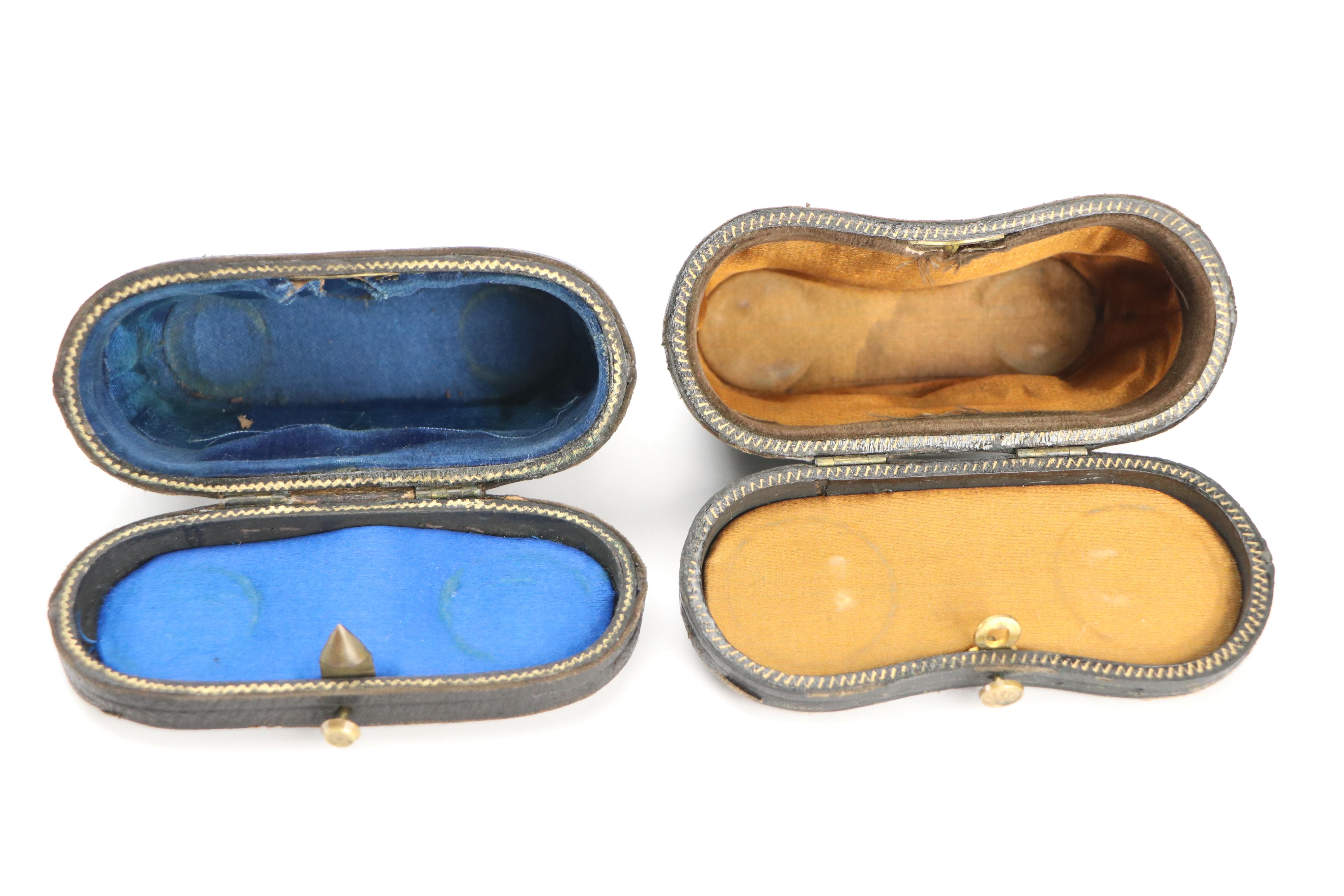 Chevalier French Mother-of-Pearl and Brass Opera Glasses with Leather Cases