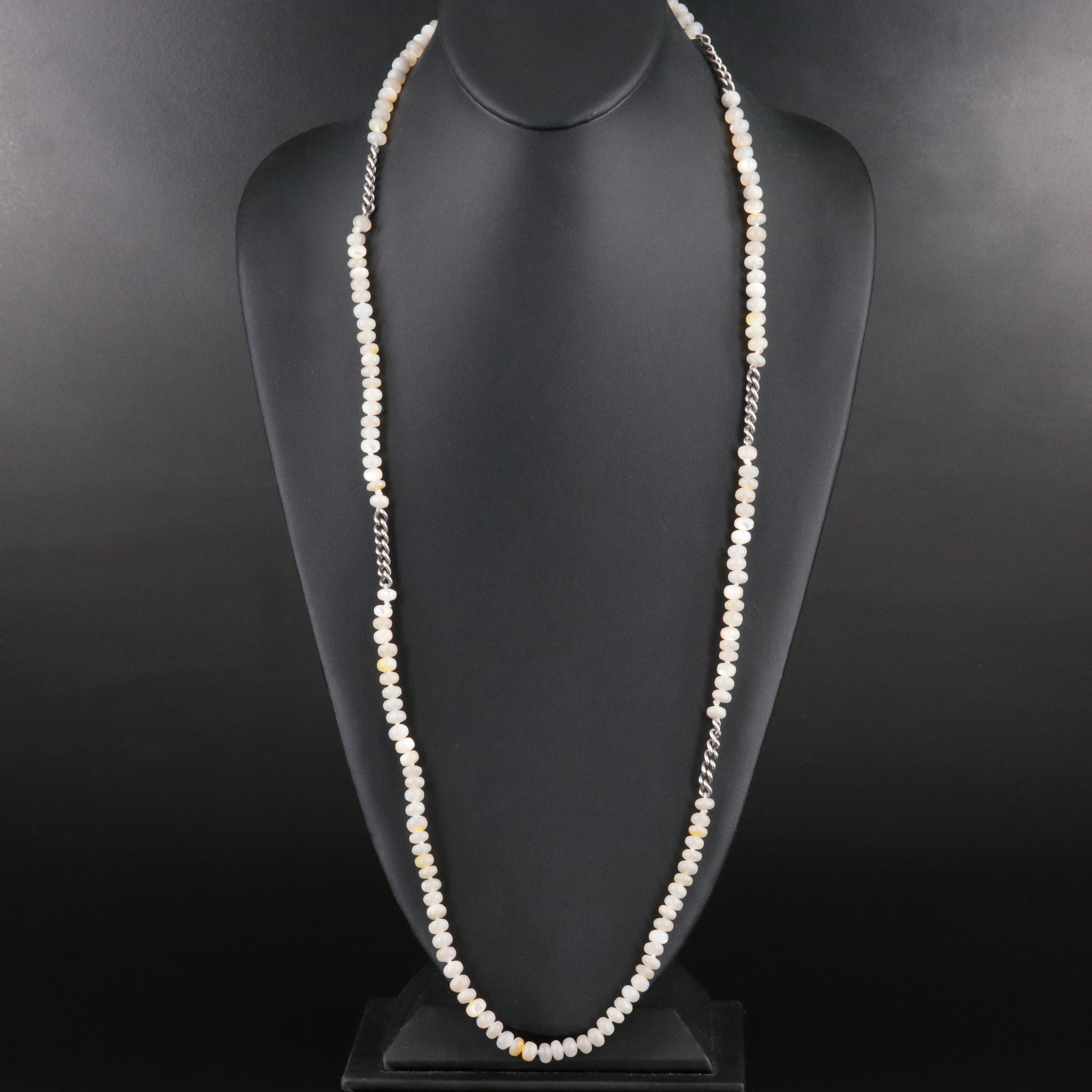 Sheryl Lowe Sterling Mother-of-Pearl Bead Necklace