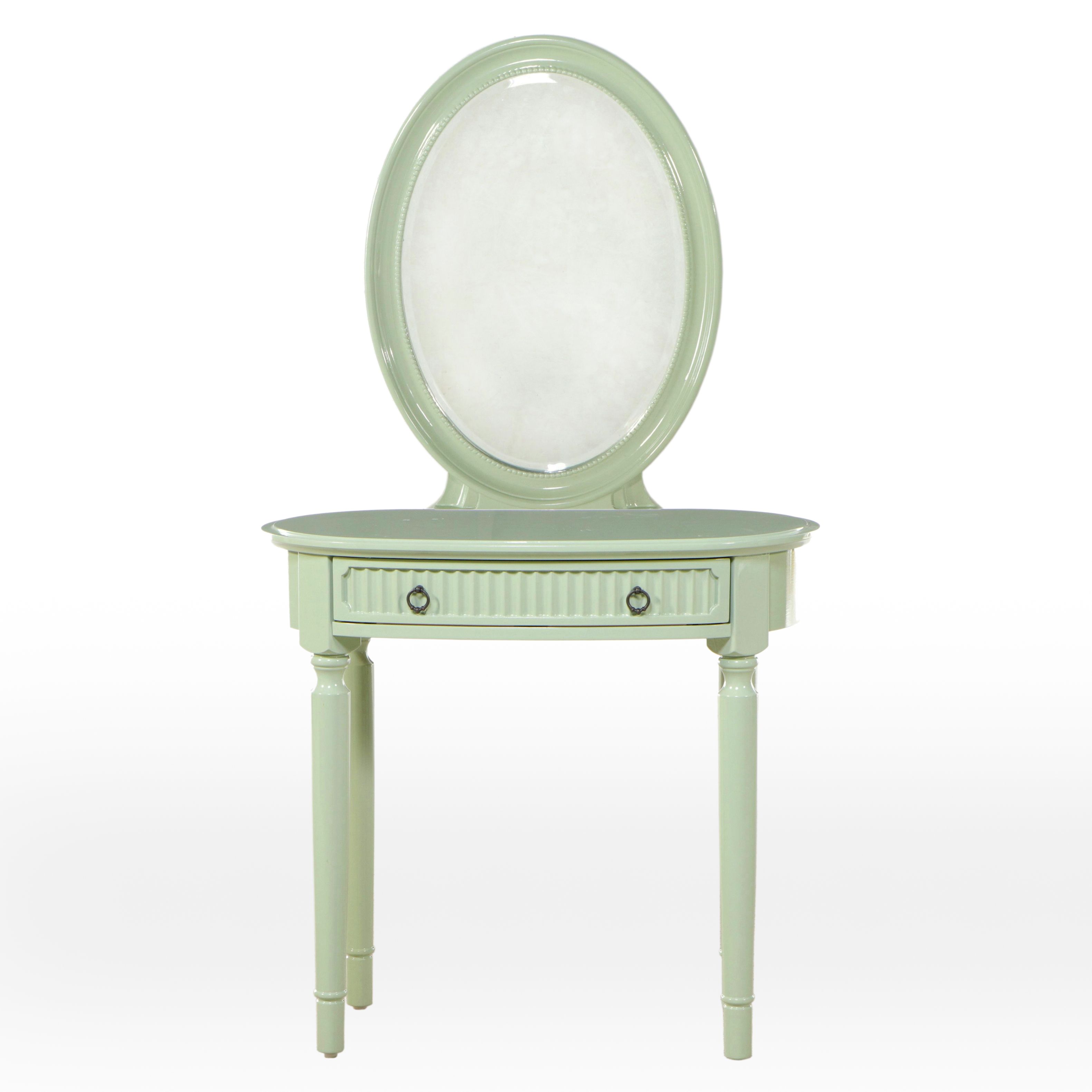 Traditional Style Mint Green Painted Vanity Table