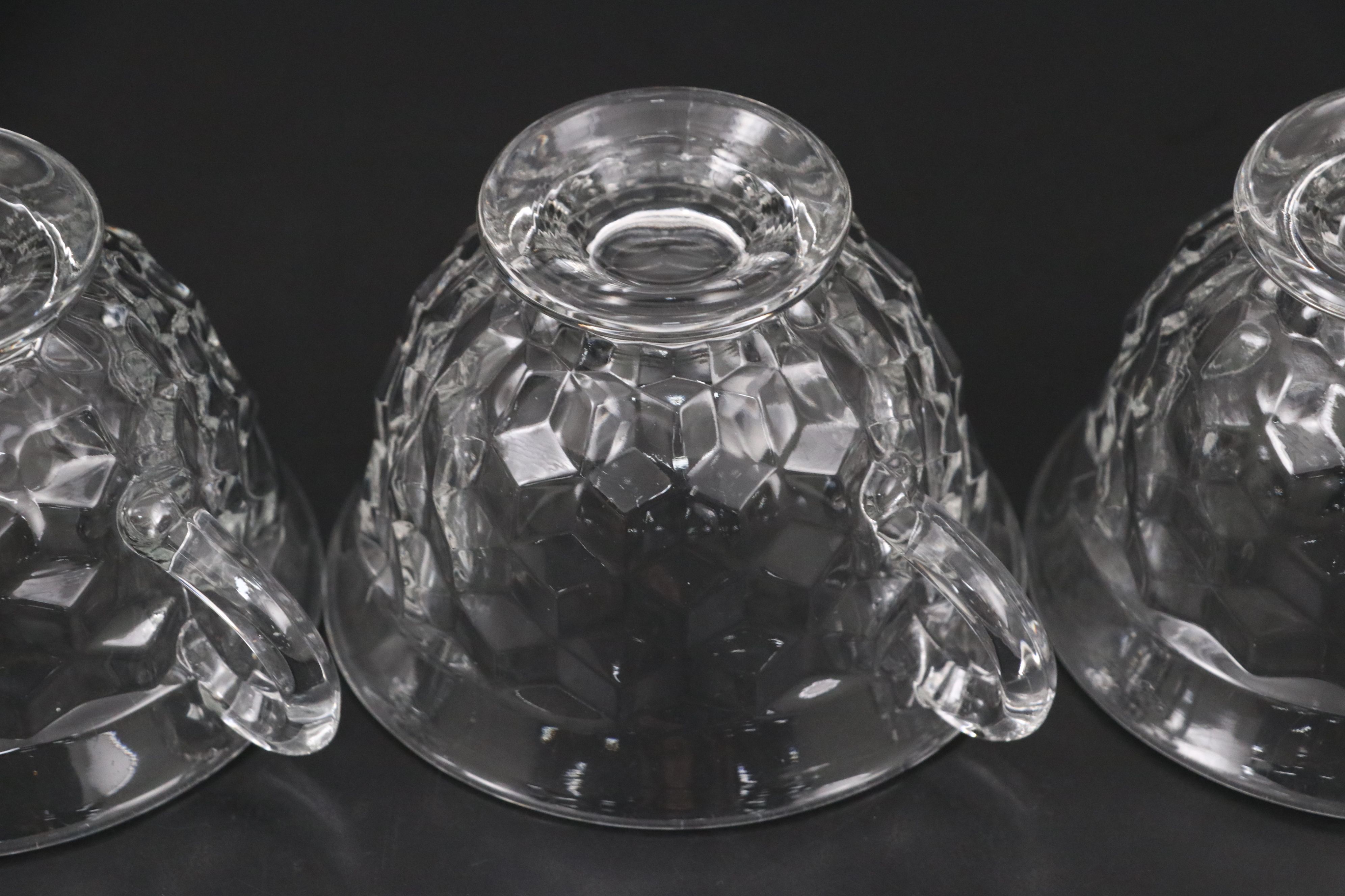 Fostoria "American Clear" Glass Plates, Teacups, Saucers and Covered Butter