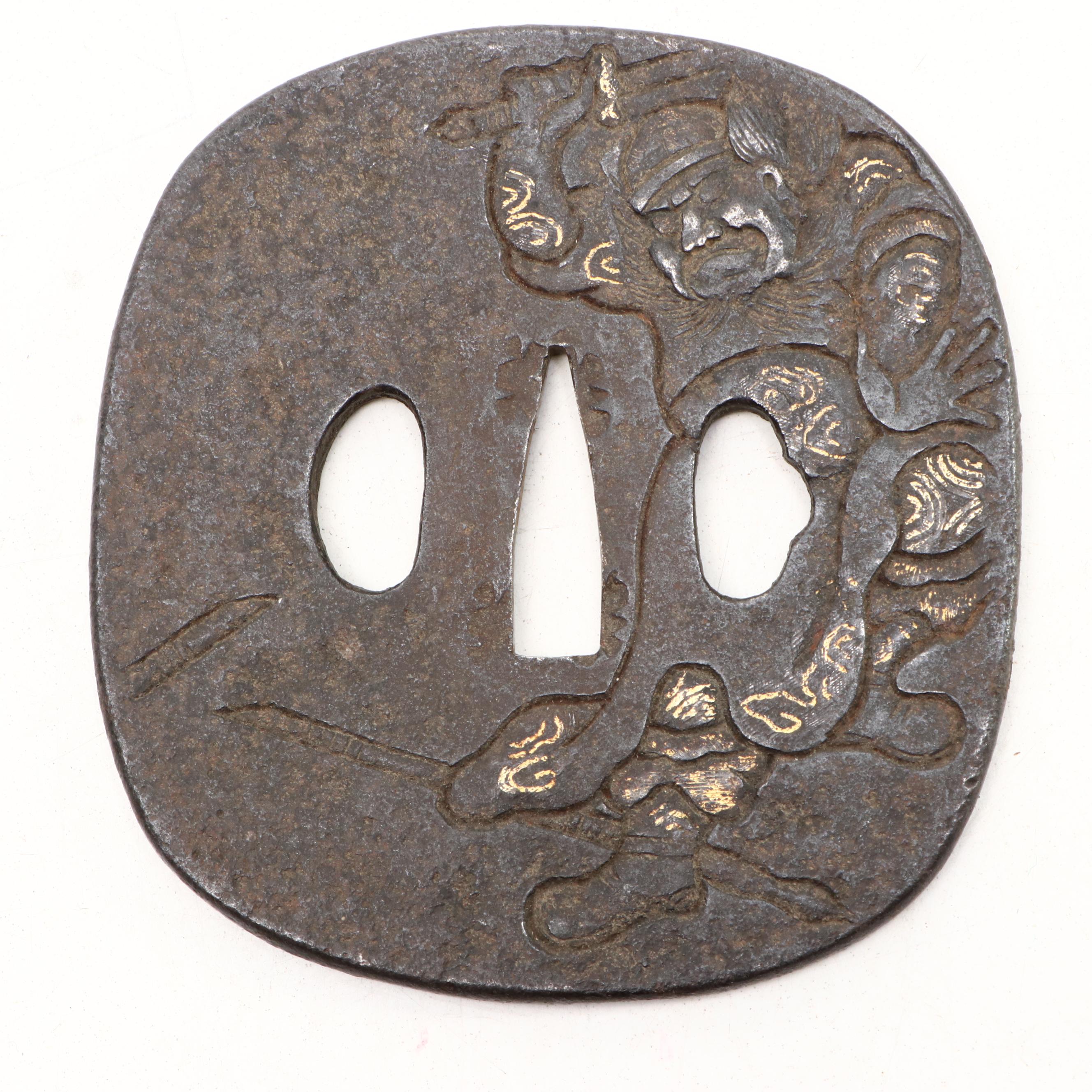 Japanese Edo Period Cherry Blossom Tsuba with Presentation Box