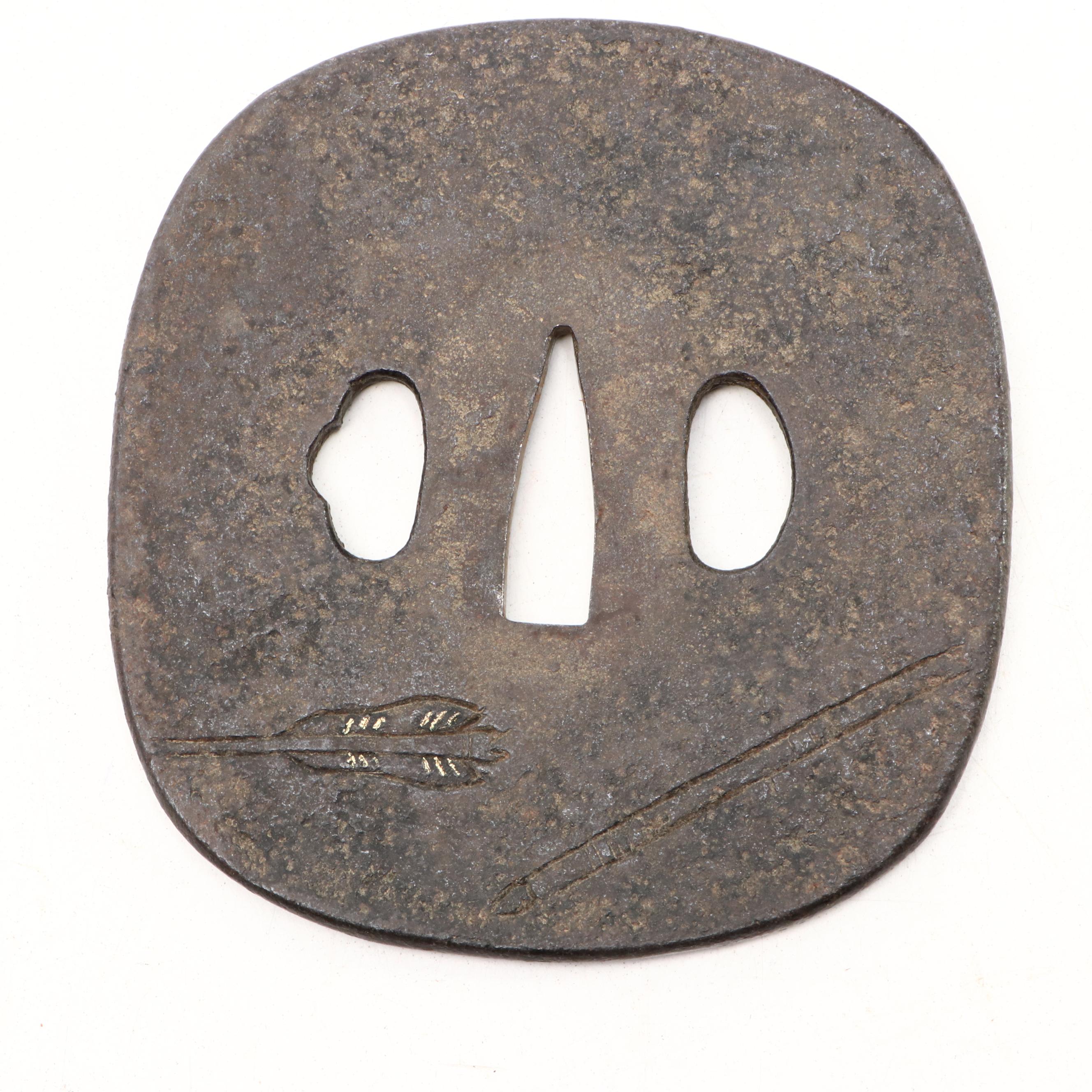 Japanese Edo Period Cherry Blossom Tsuba with Presentation Box
