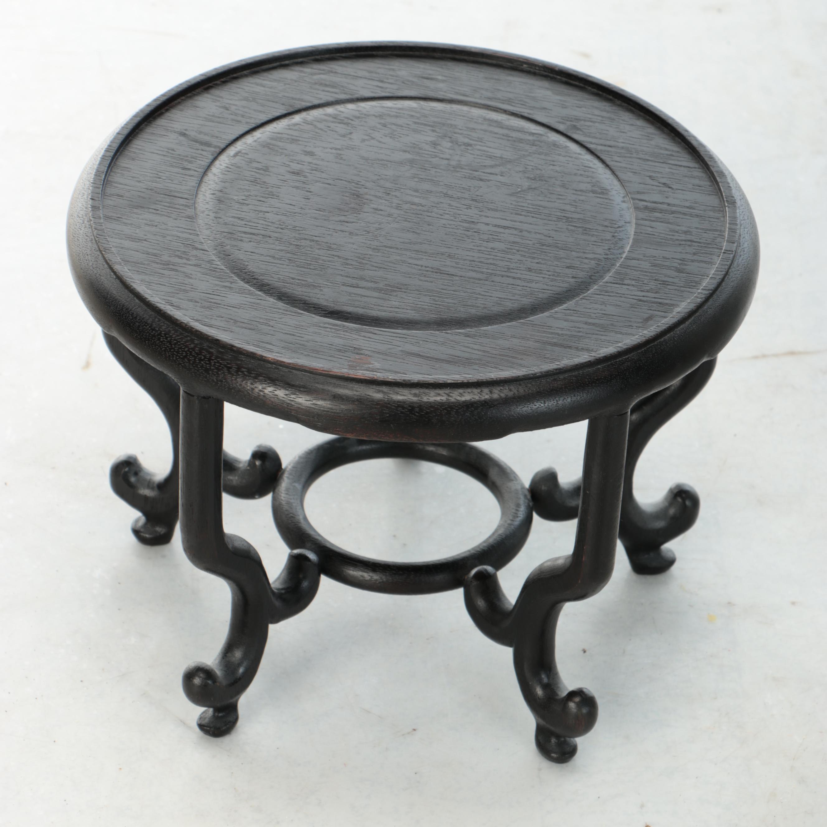 Chinese Porcelain Umbrella Stand with Fishbowl Planter on Wooden Stand