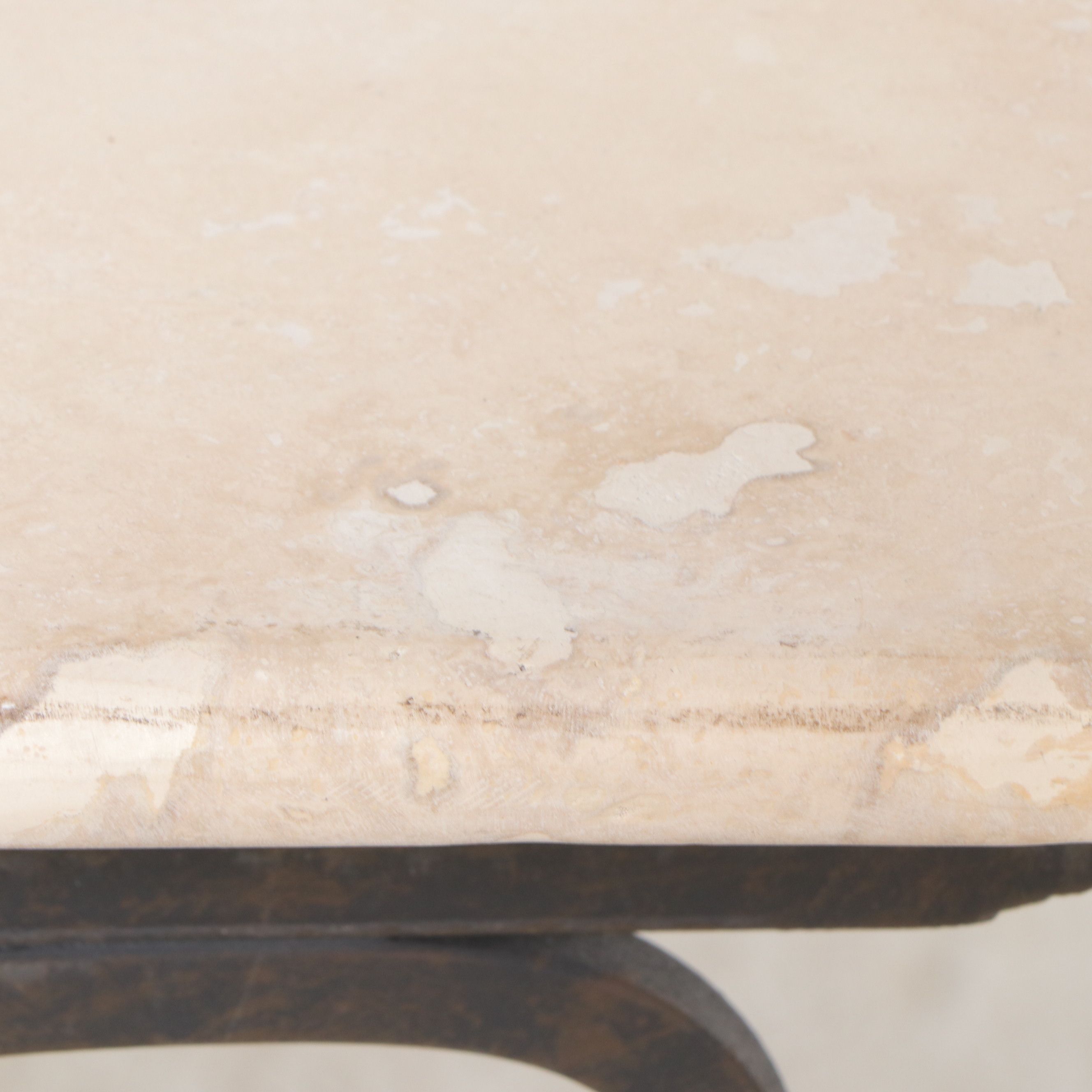 Art Nouveau Style Scrolled Metal Stone Top Console Table