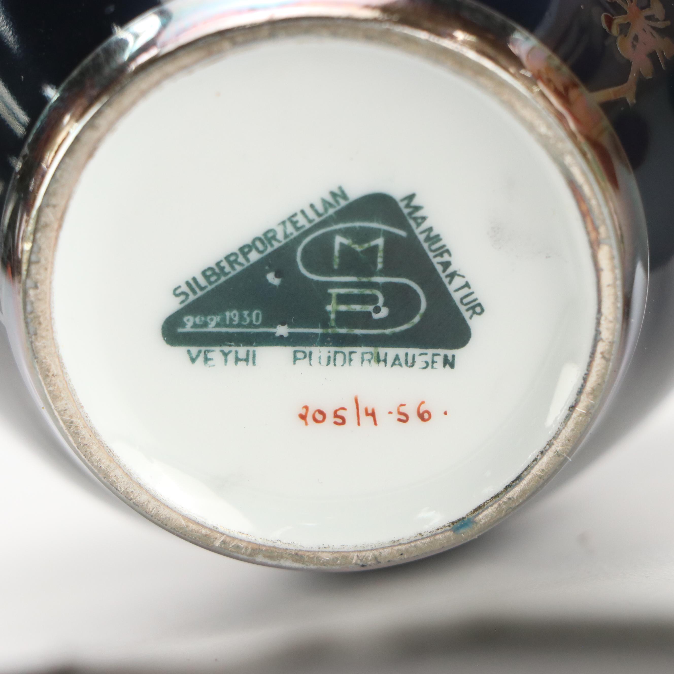 German Silver Overlaid Porcelain Vase with Japanese Cloisonné Collection