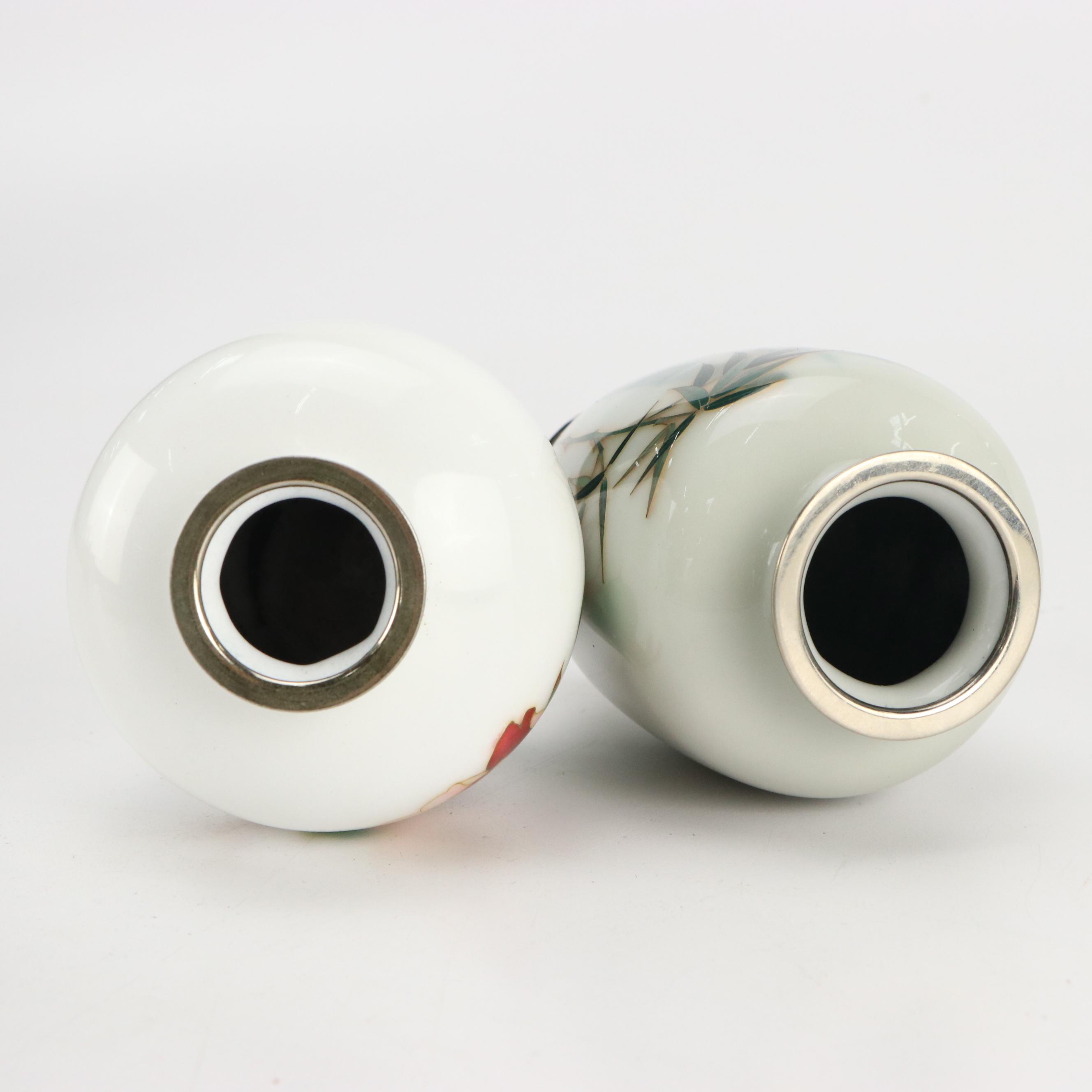 German Silver Overlaid Porcelain Vase with Japanese Cloisonné Collection