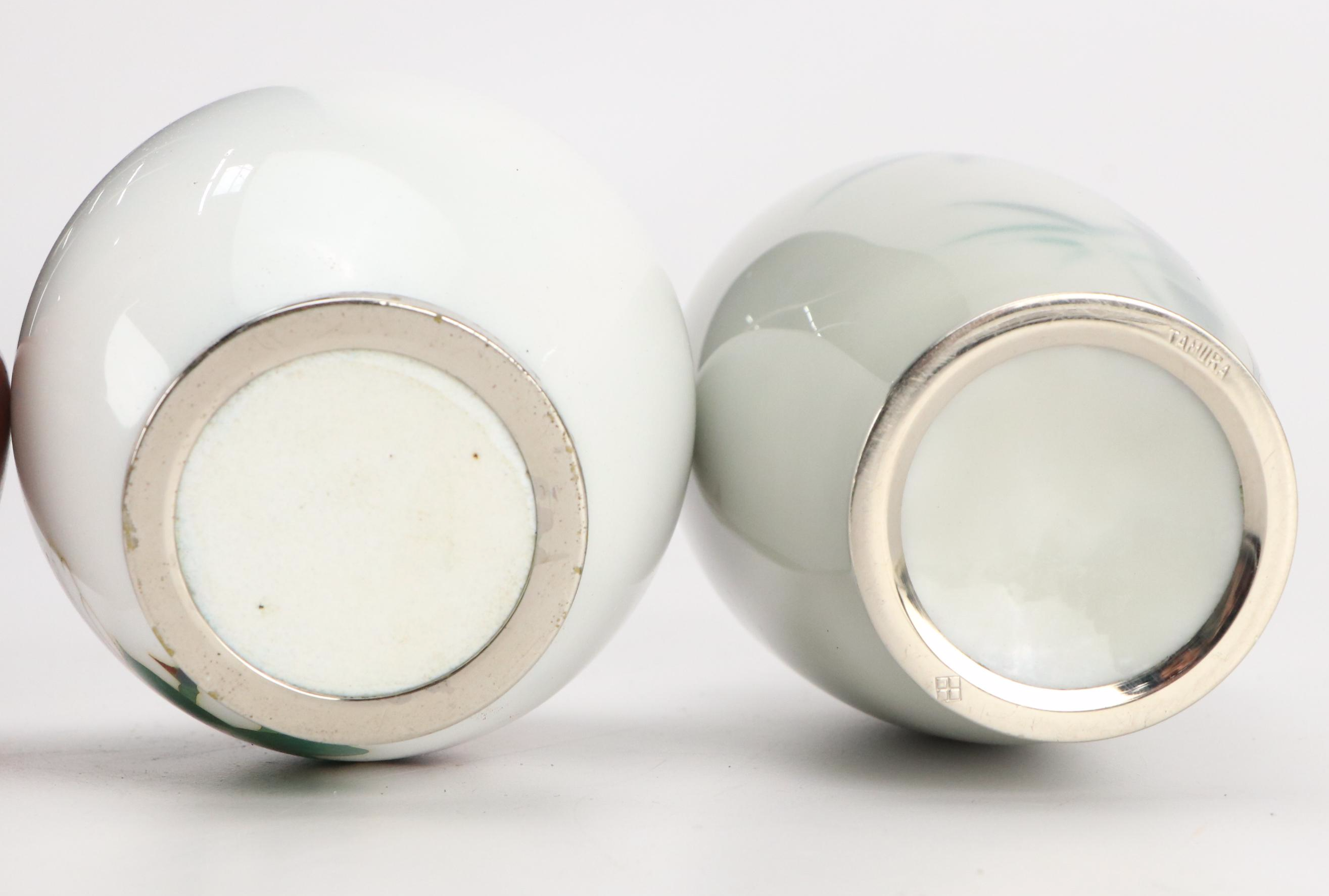 German Silver Overlaid Porcelain Vase with Japanese Cloisonné Collection