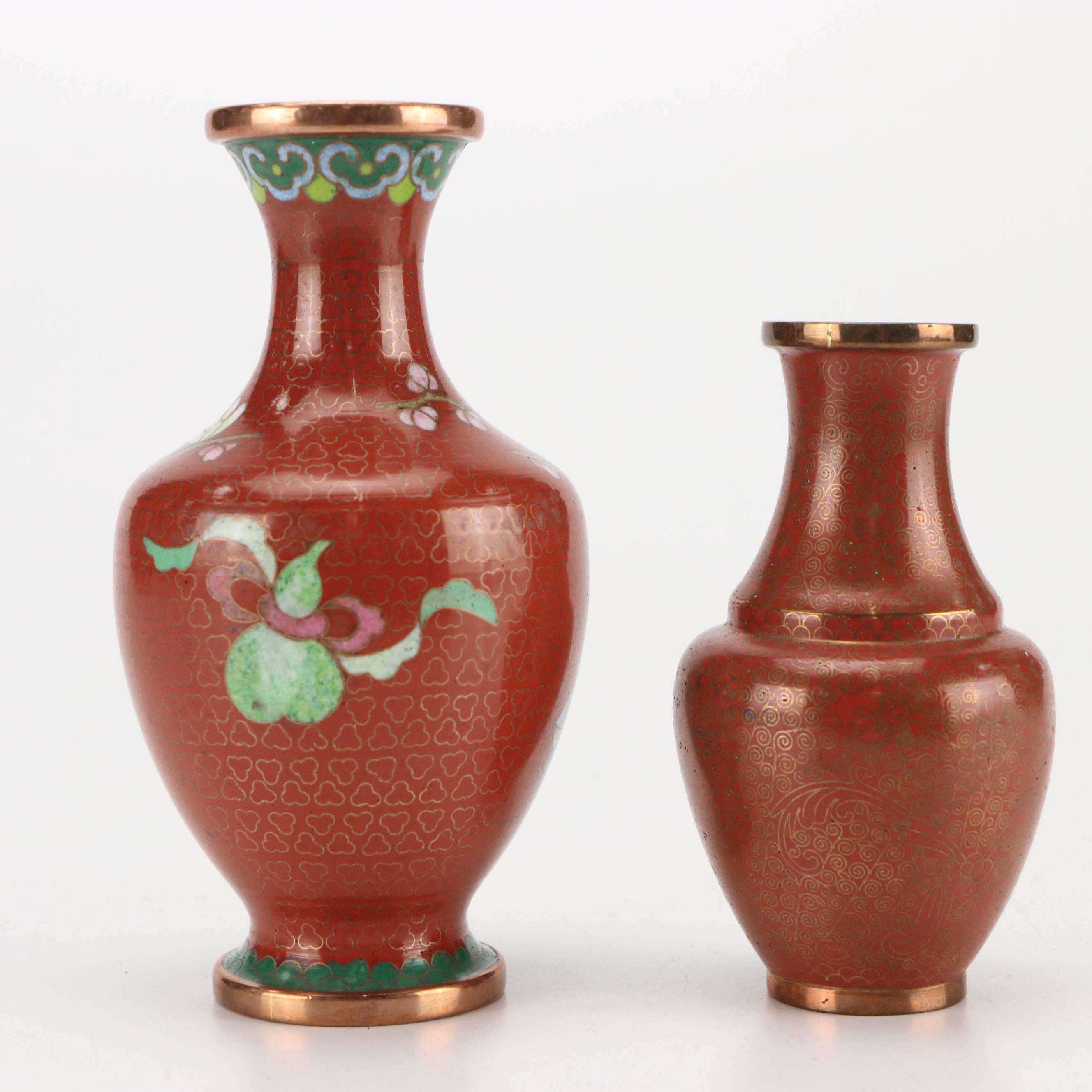 German Silver Overlaid Porcelain Vase with Japanese Cloisonné Collection
