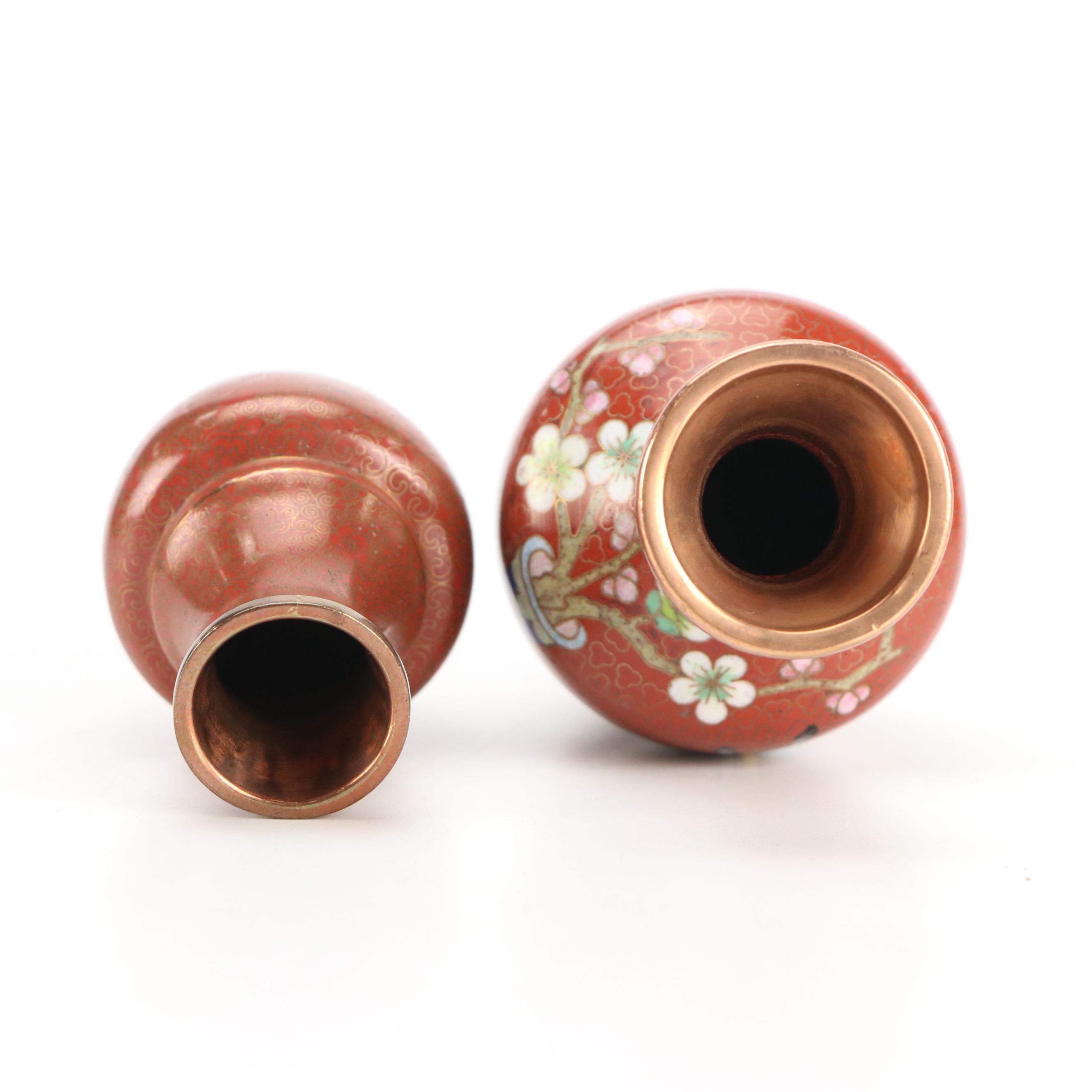 German Silver Overlaid Porcelain Vase with Japanese Cloisonné Collection