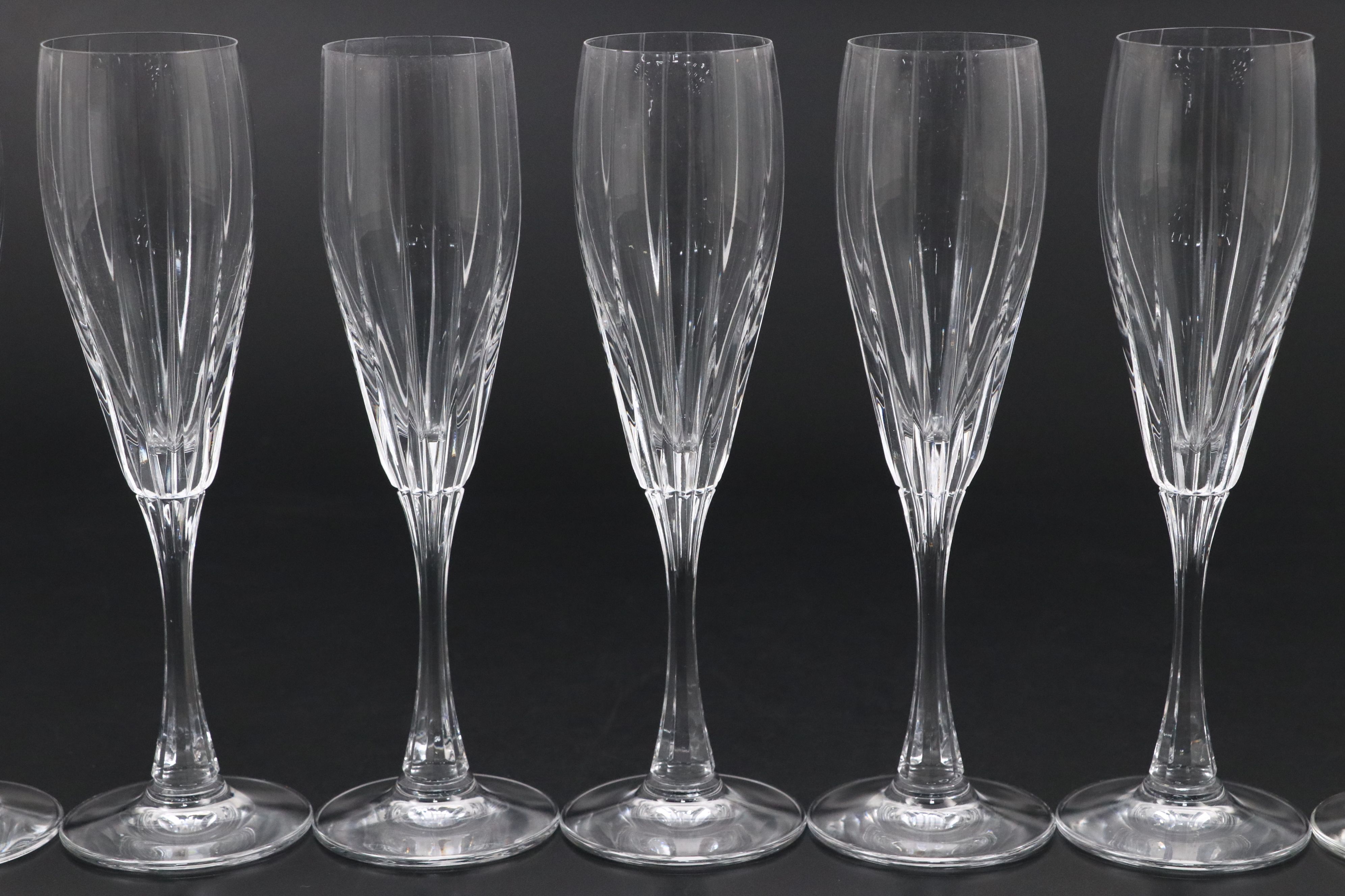 Contemporary Crystal Champagne Flutes