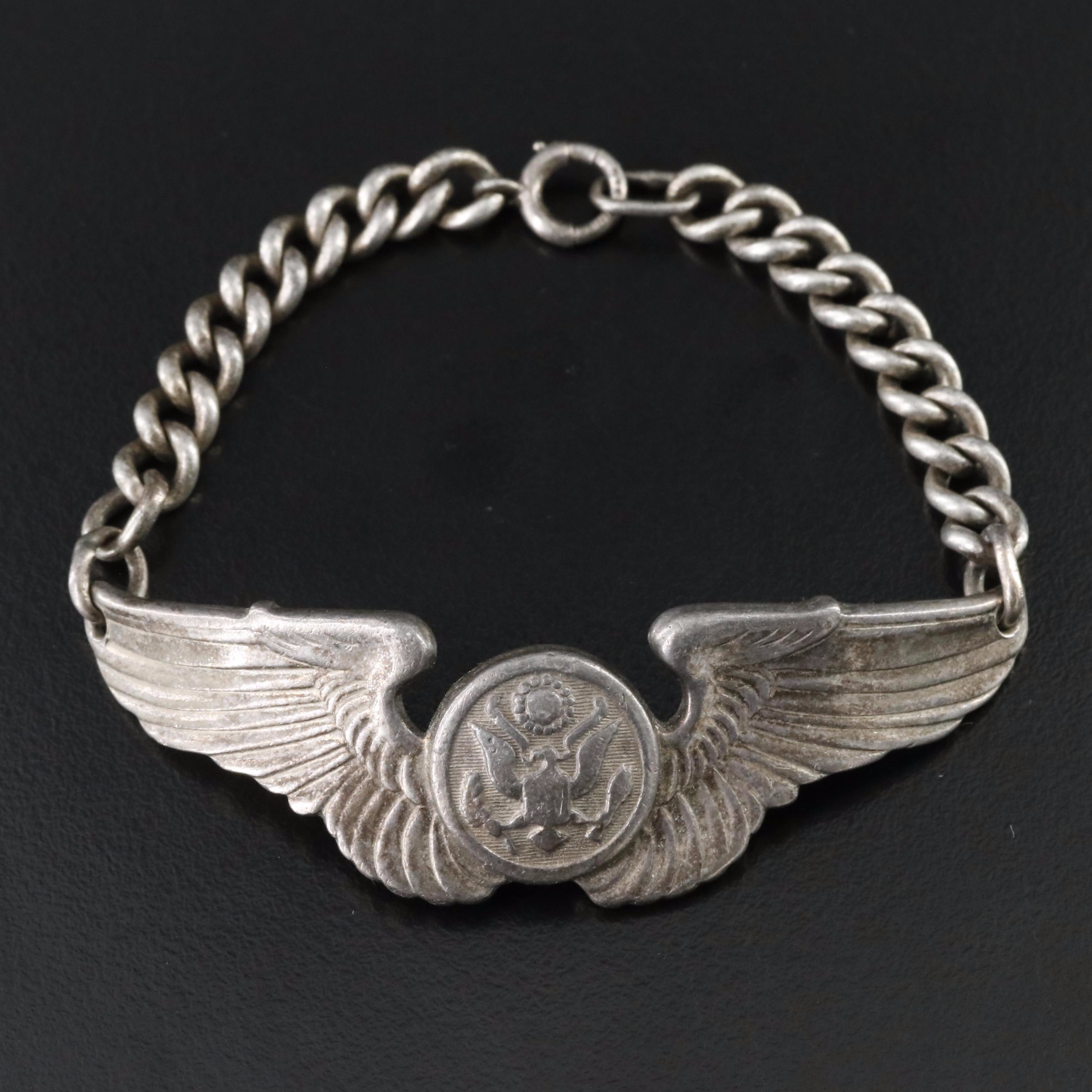 Vintage Sterling Military Pilot Bracelet