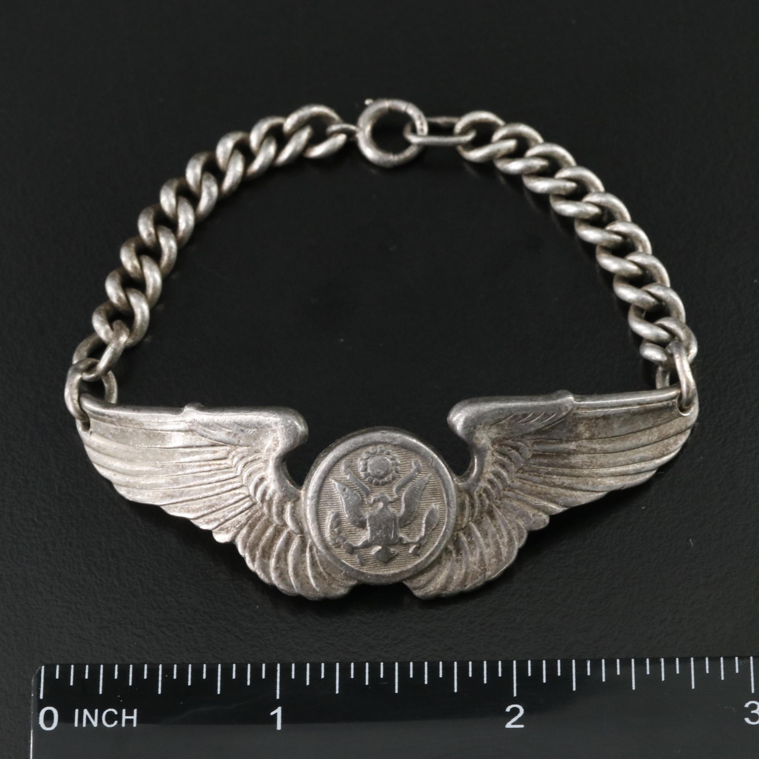 Vintage Sterling Military Pilot Bracelet