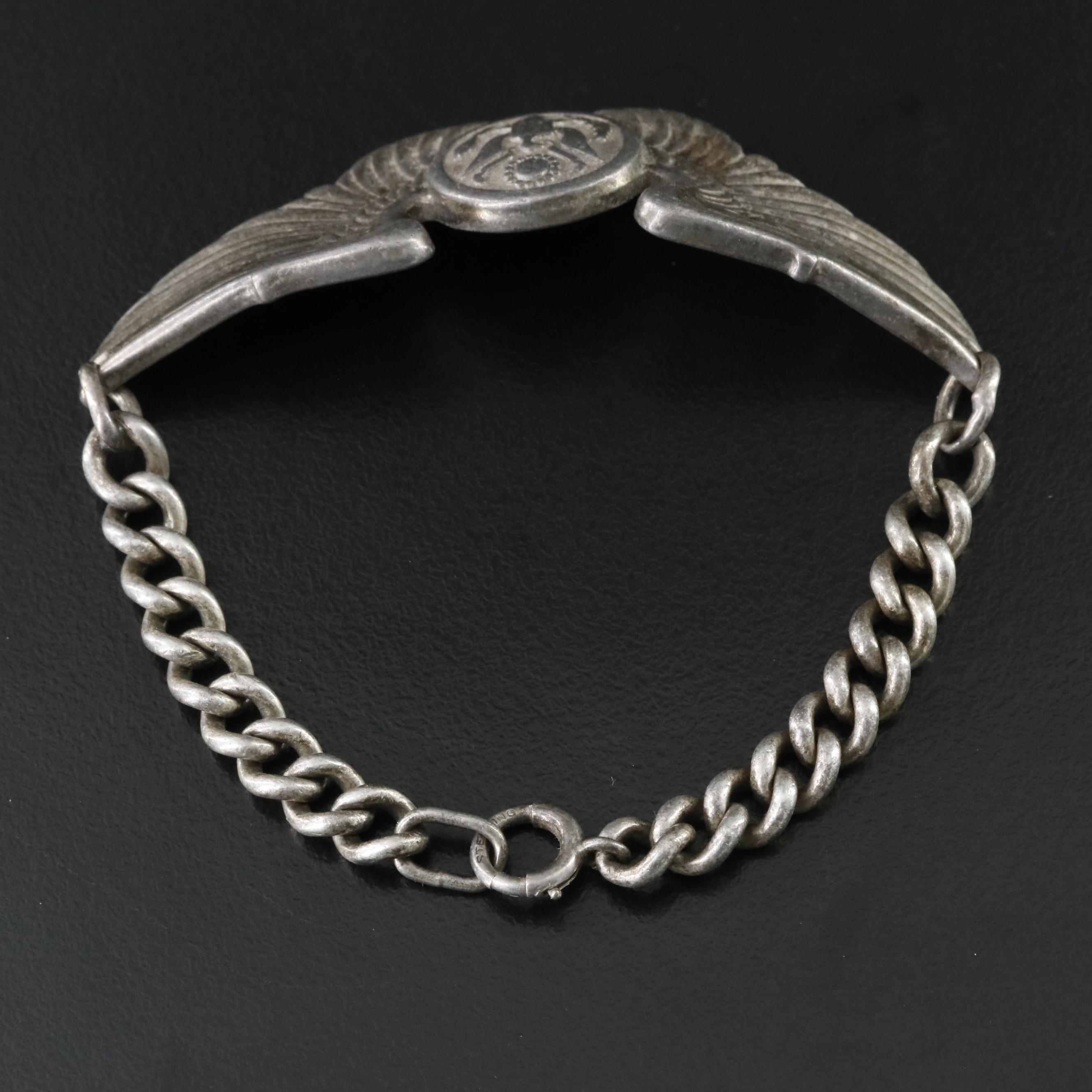 Vintage Sterling Military Pilot Bracelet