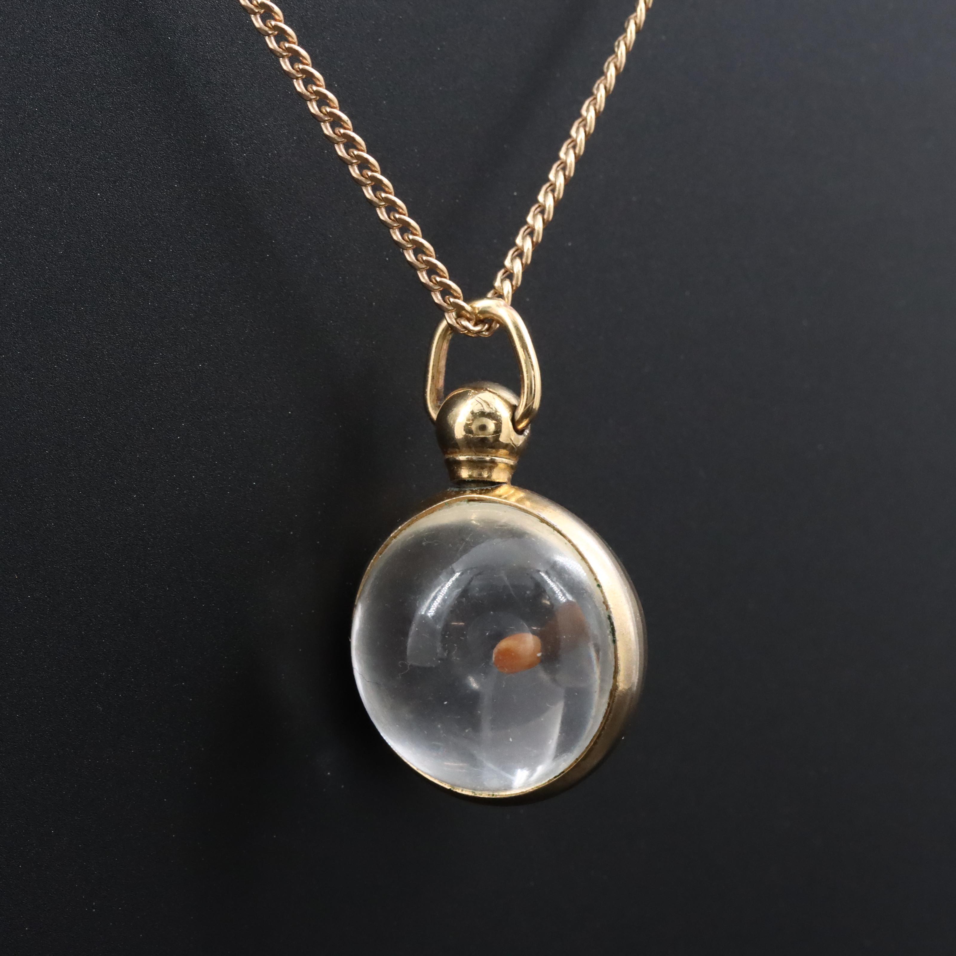 Italian 14K Curb Chain with Mustard Seed Pendant