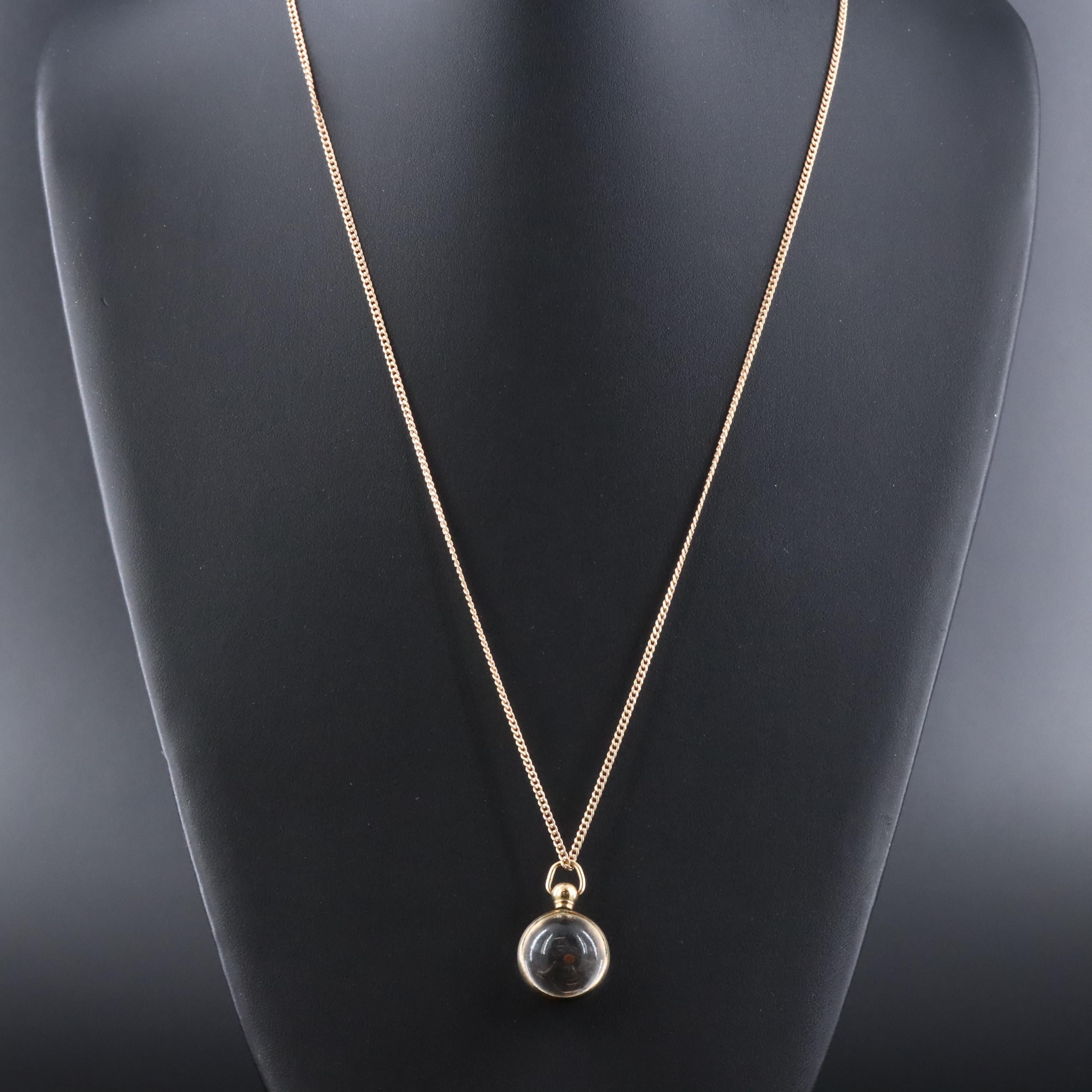 Italian 14K Curb Chain with Mustard Seed Pendant