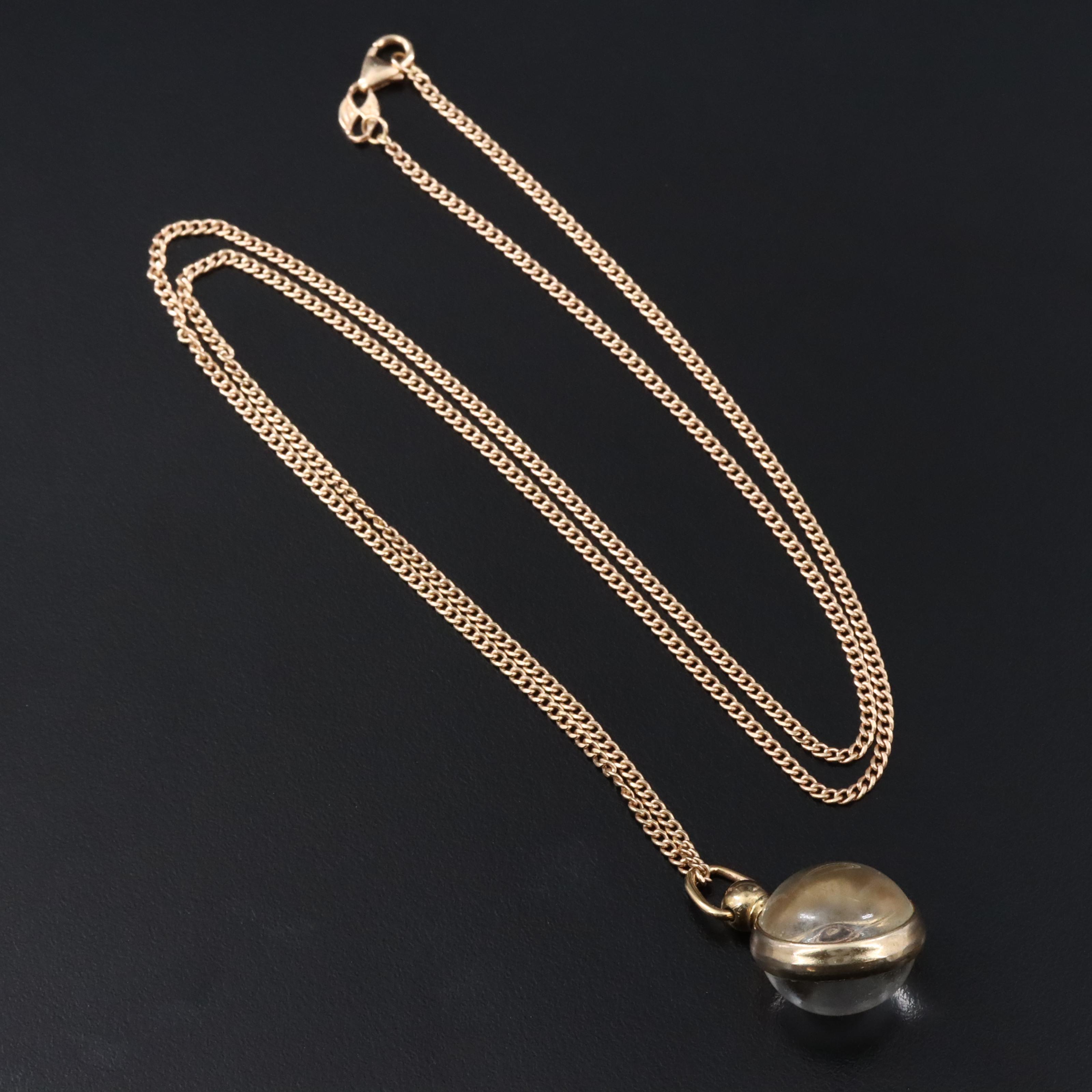 Italian 14K Curb Chain with Mustard Seed Pendant