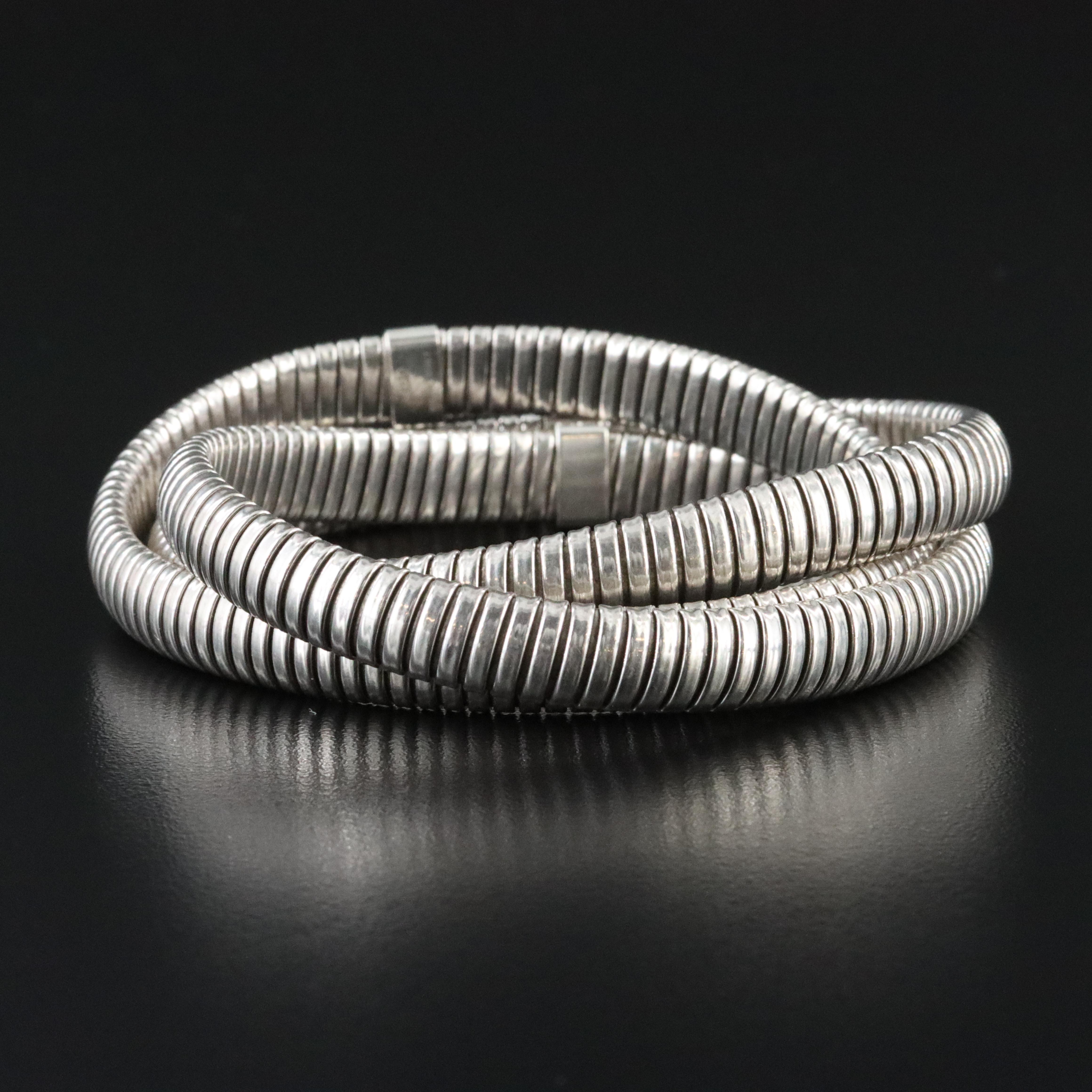 Milor Italian Sterling Triple Tubogas Link Bracelet