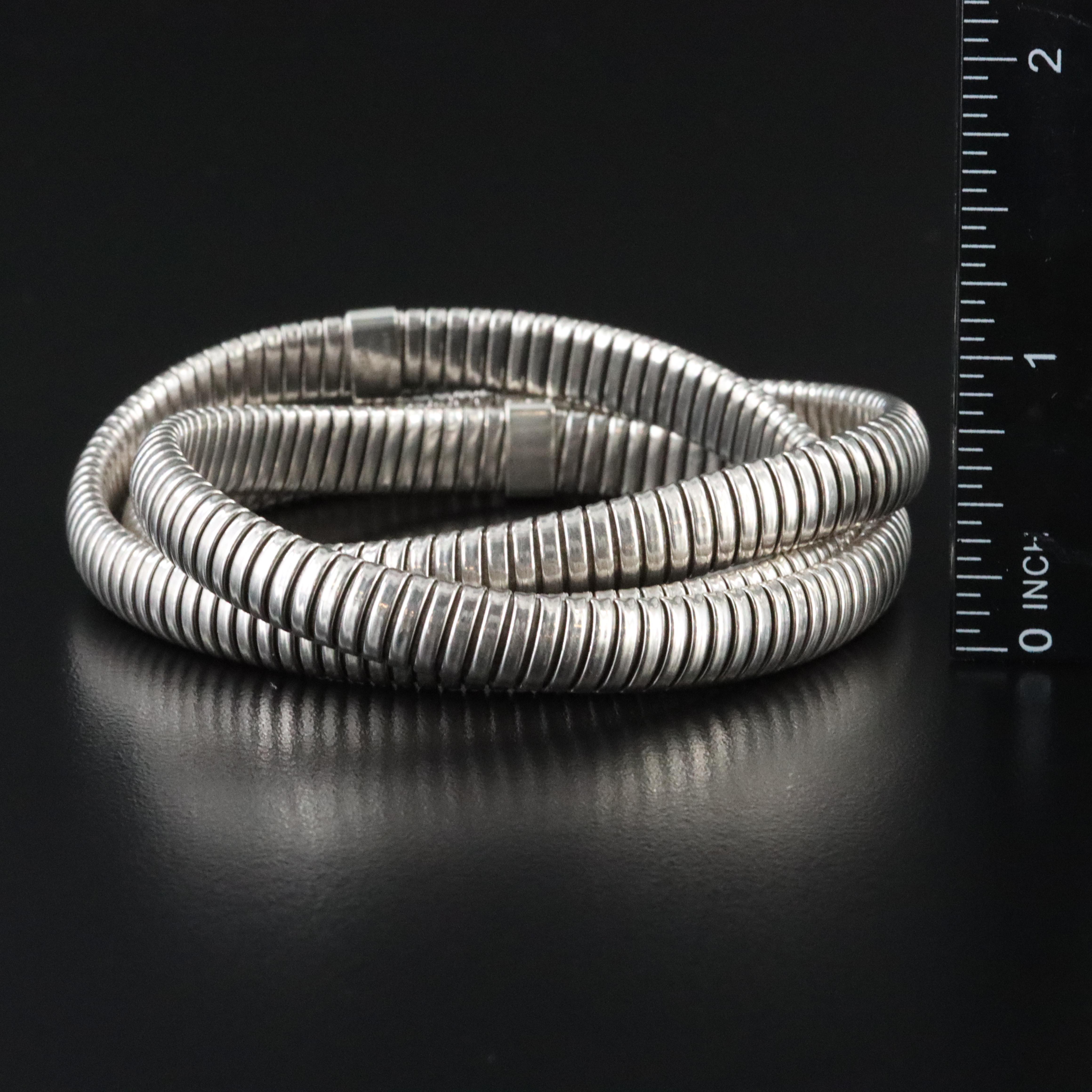 Milor Italian Sterling Triple Tubogas Link Bracelet