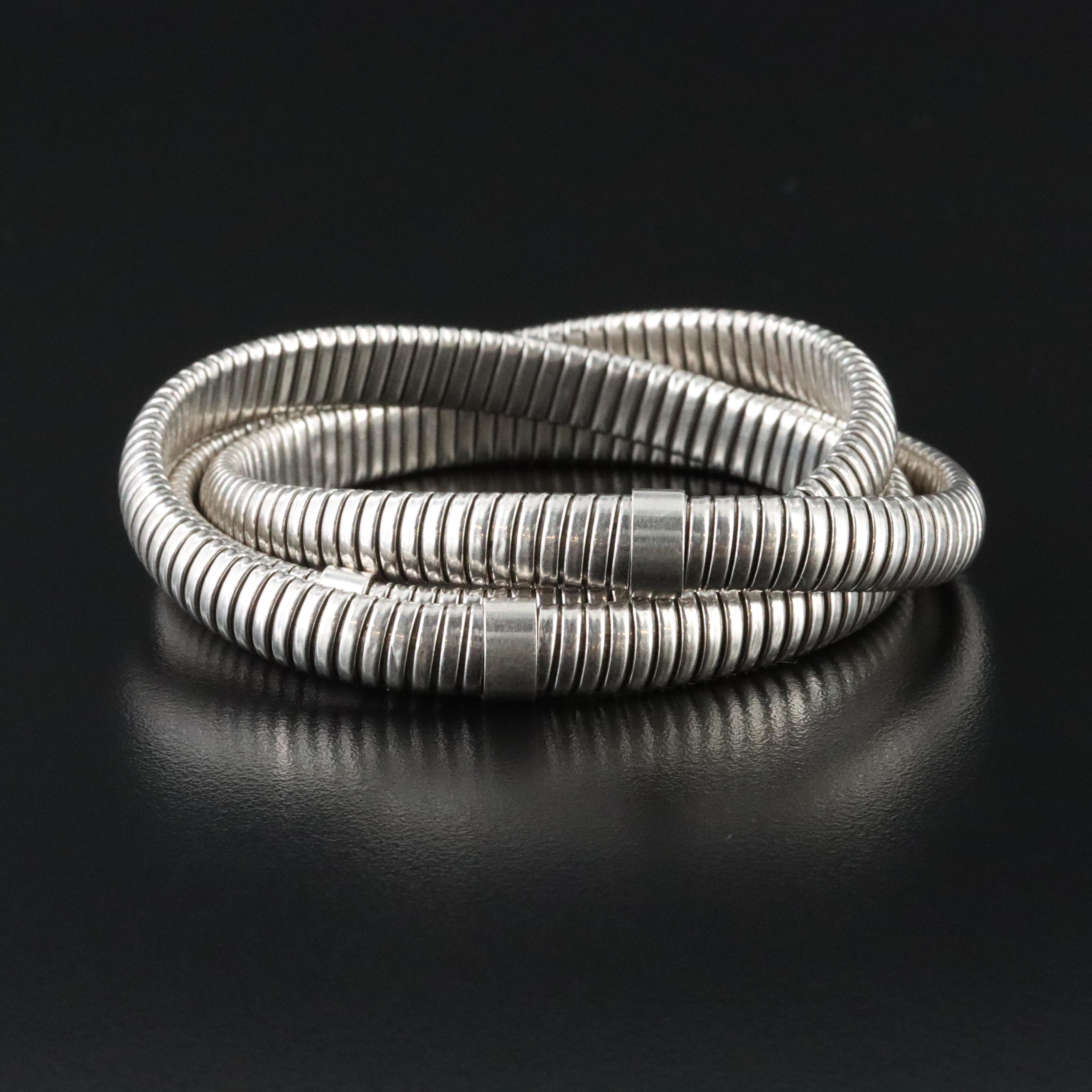 Milor Italian Sterling Triple Tubogas Link Bracelet