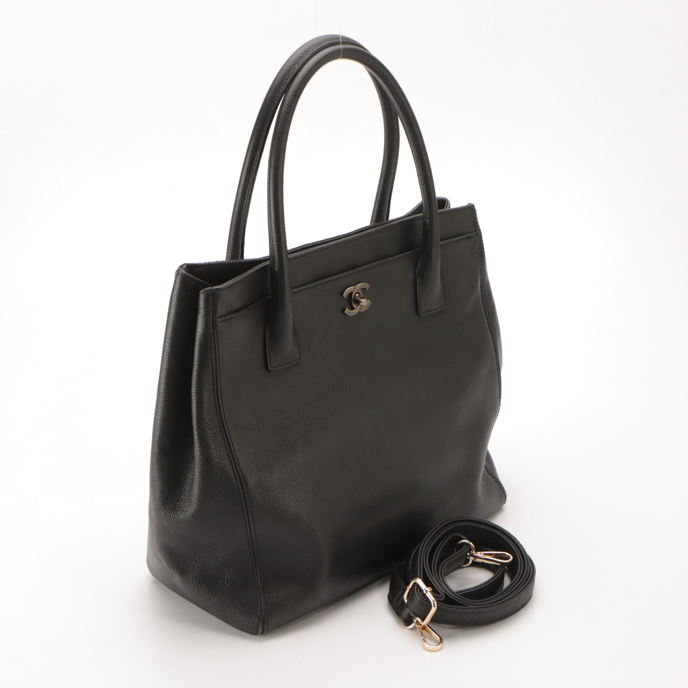 Chanel Cerf Executive Tote in Black Caviar Leather