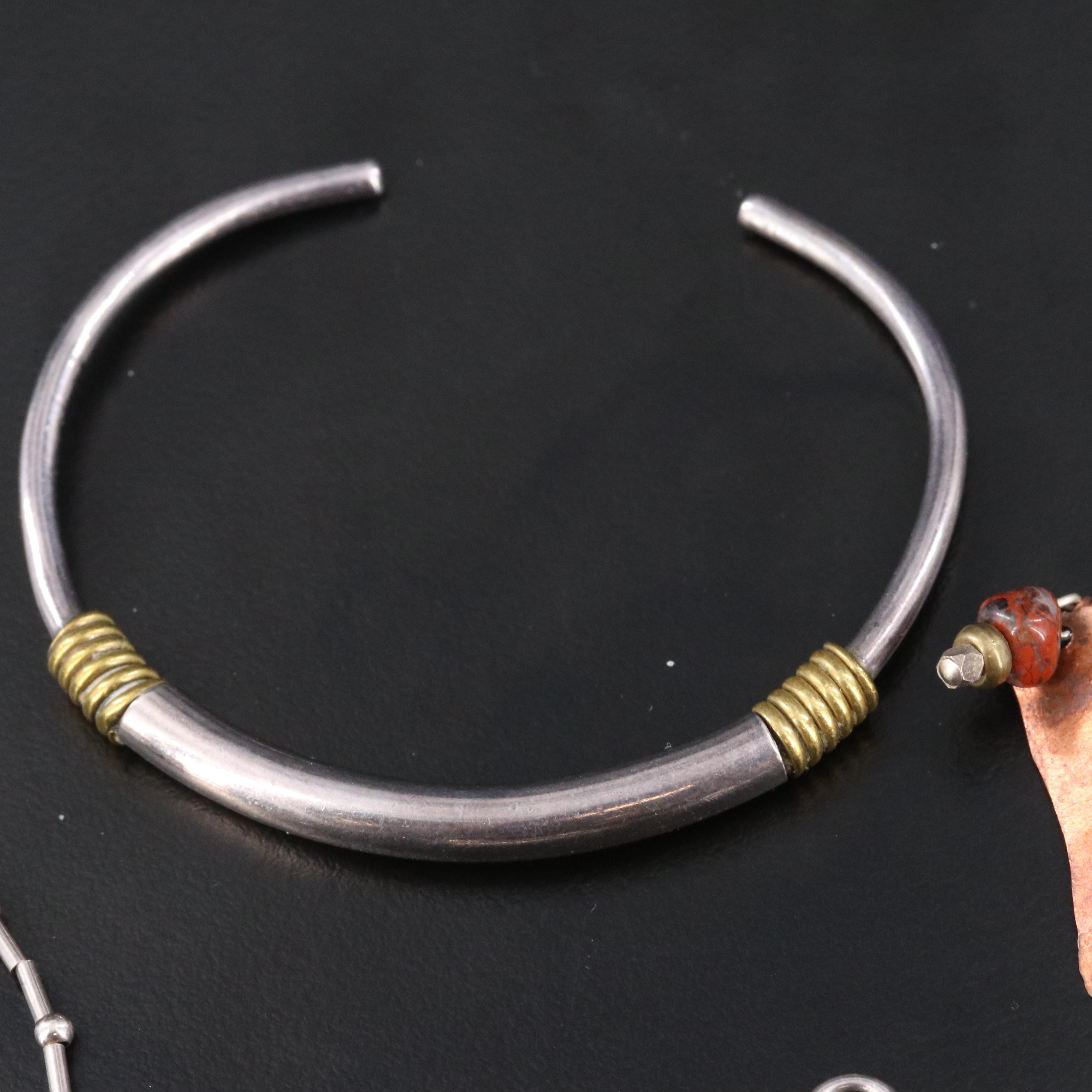 Sterling Red Jasper and Art Glass Bracelet and Earrings