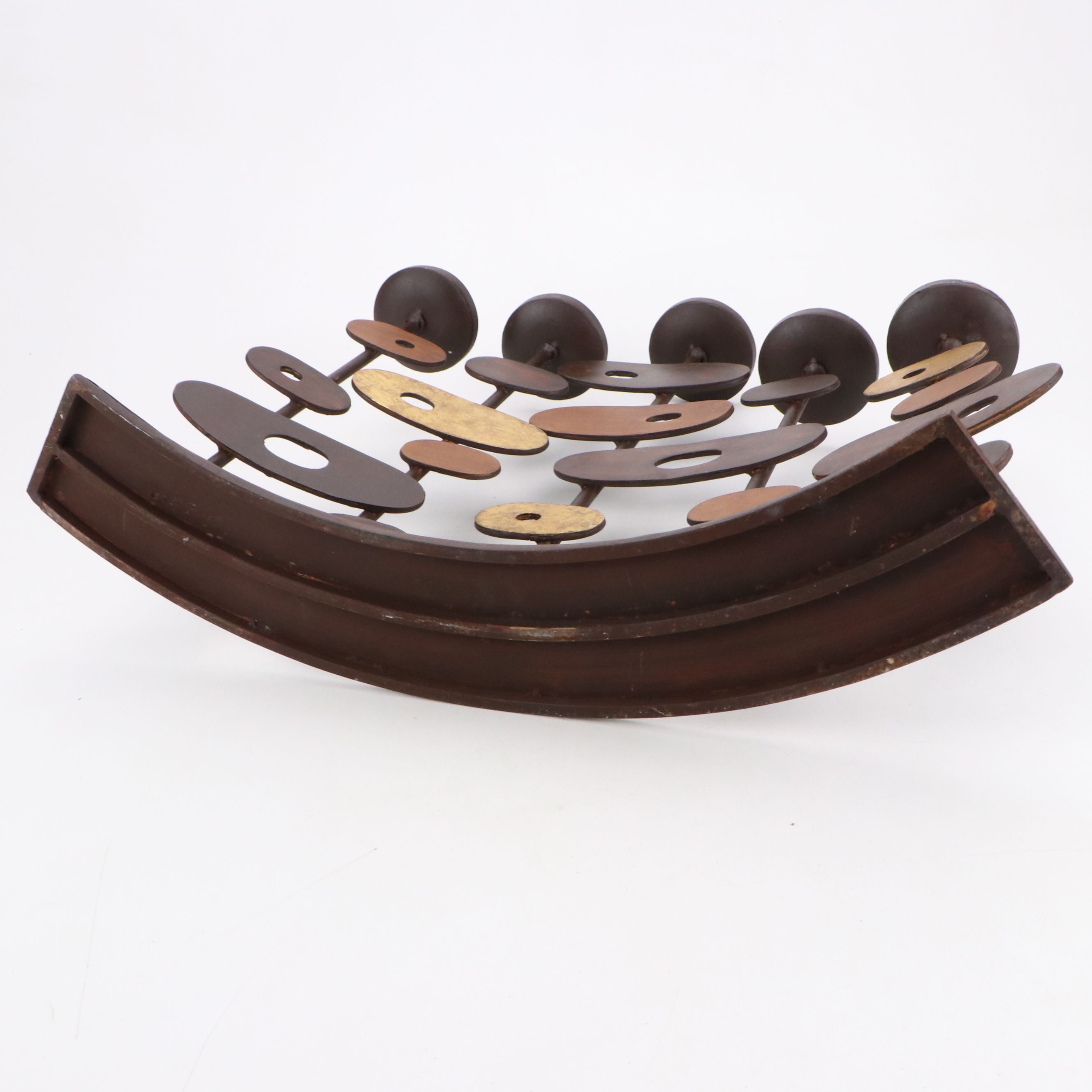 Retro Style Oval Metal Disc Five-Stem Candle Pillar Holder