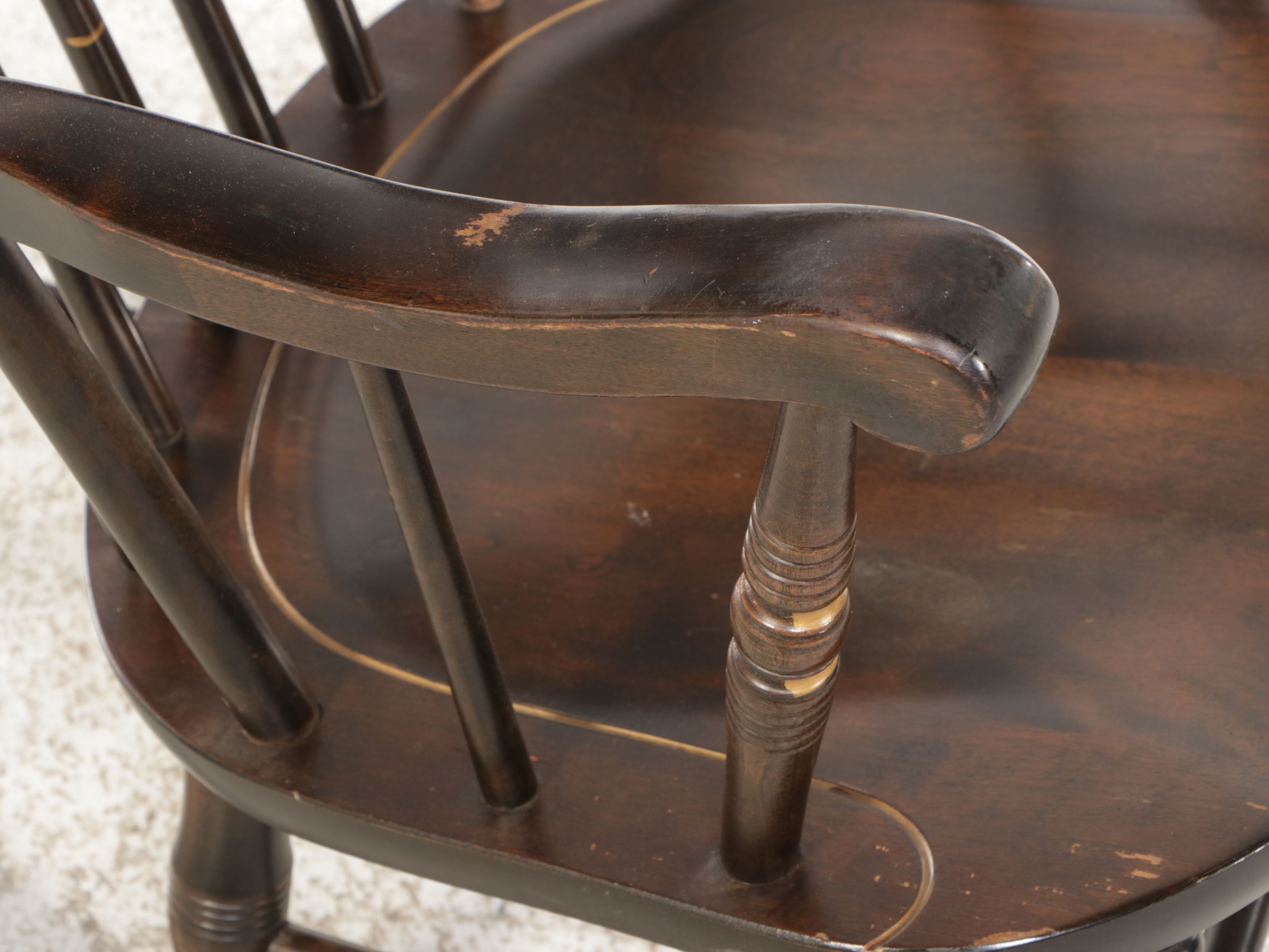 Hitchcock Style Ebonized Wood Rocking Chair