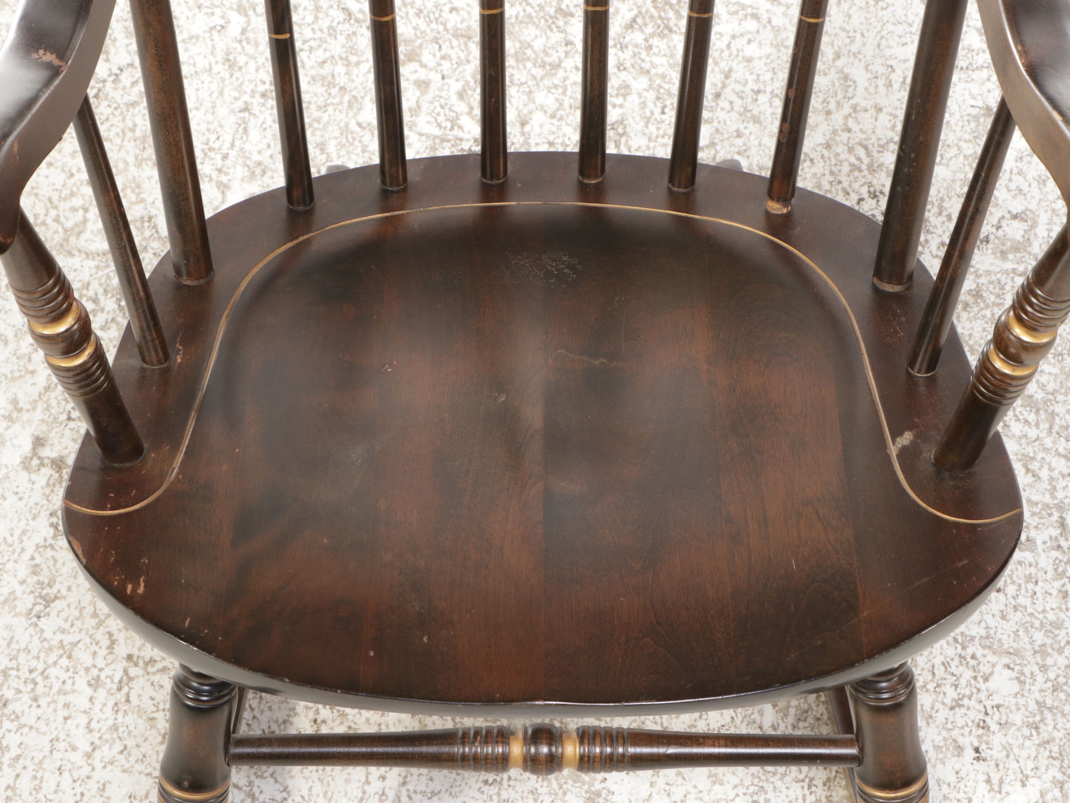 Hitchcock Style Ebonized Wood Rocking Chair