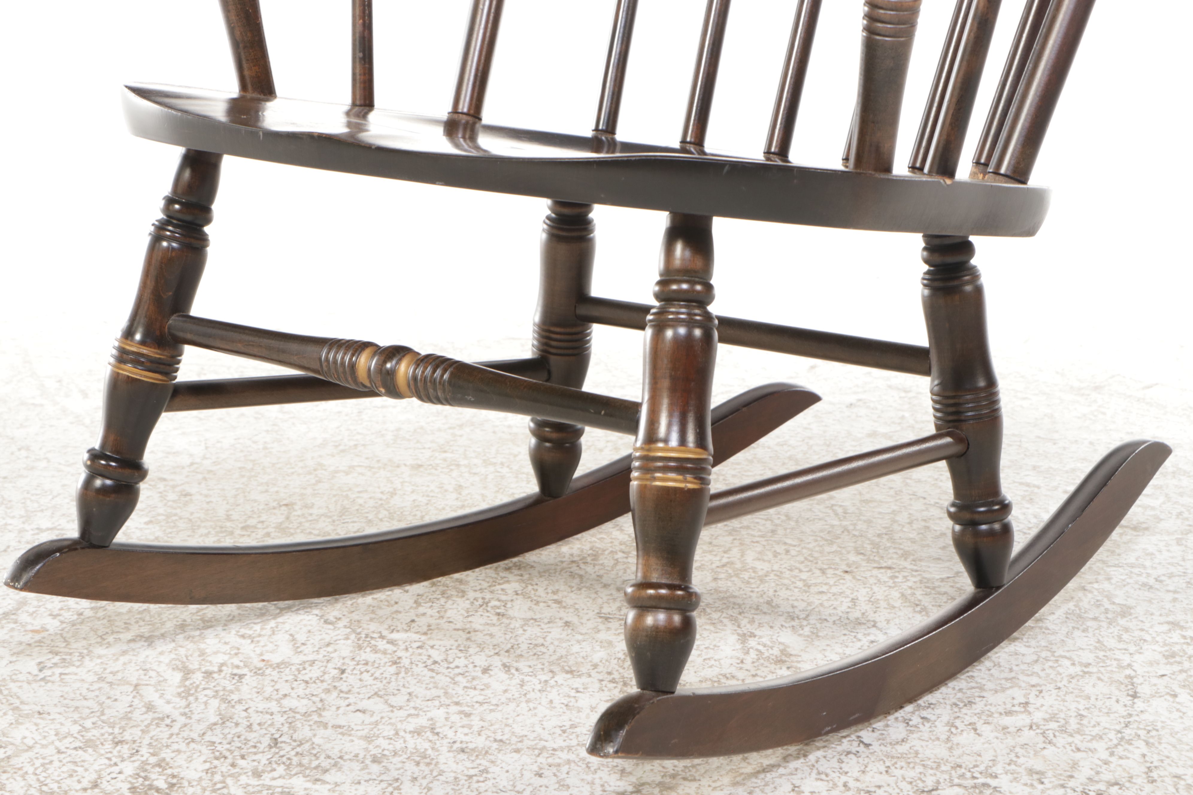 Hitchcock Style Ebonized Wood Rocking Chair