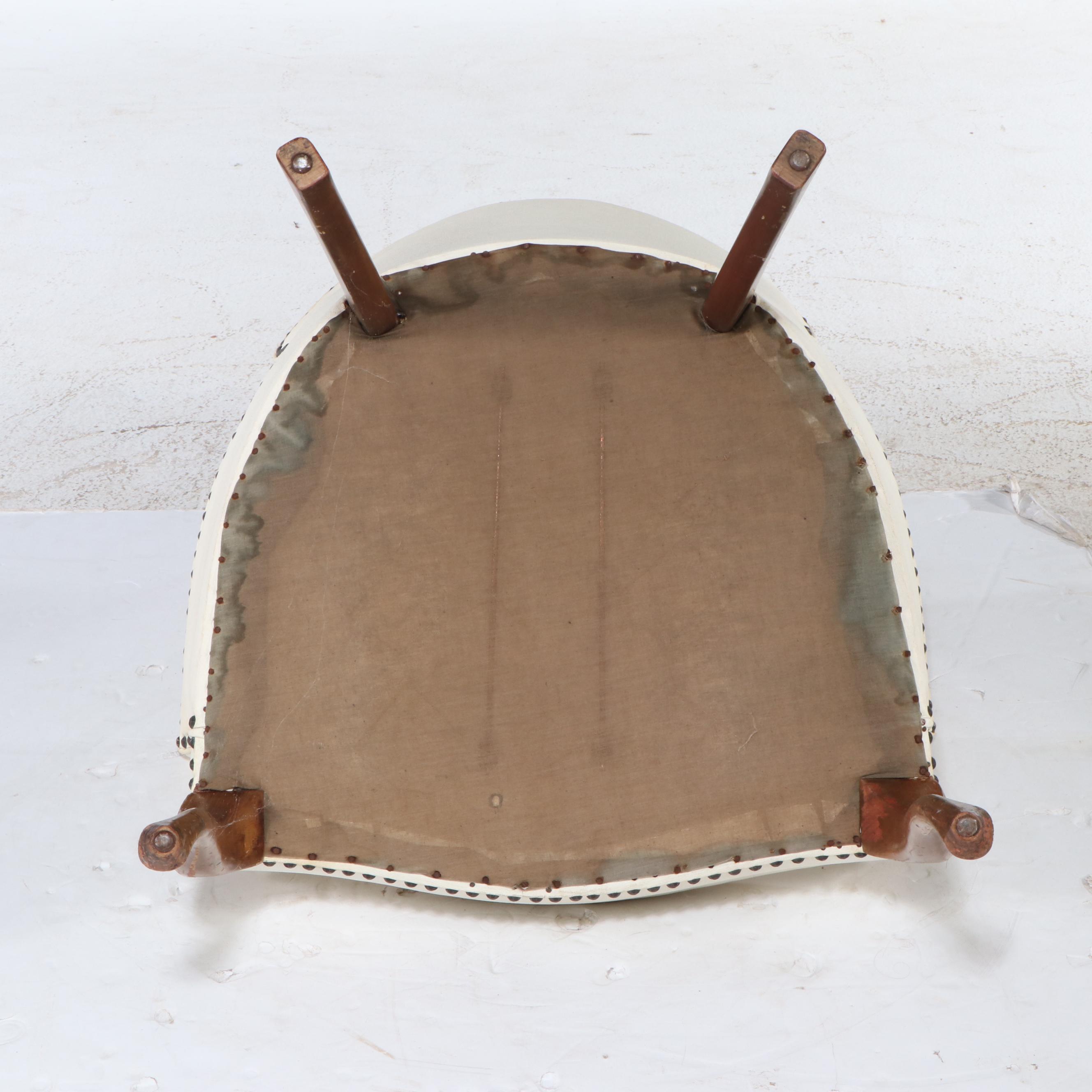 Napoleon III Style Upholstered Tufted Backed Armchair with Nailhead Trim