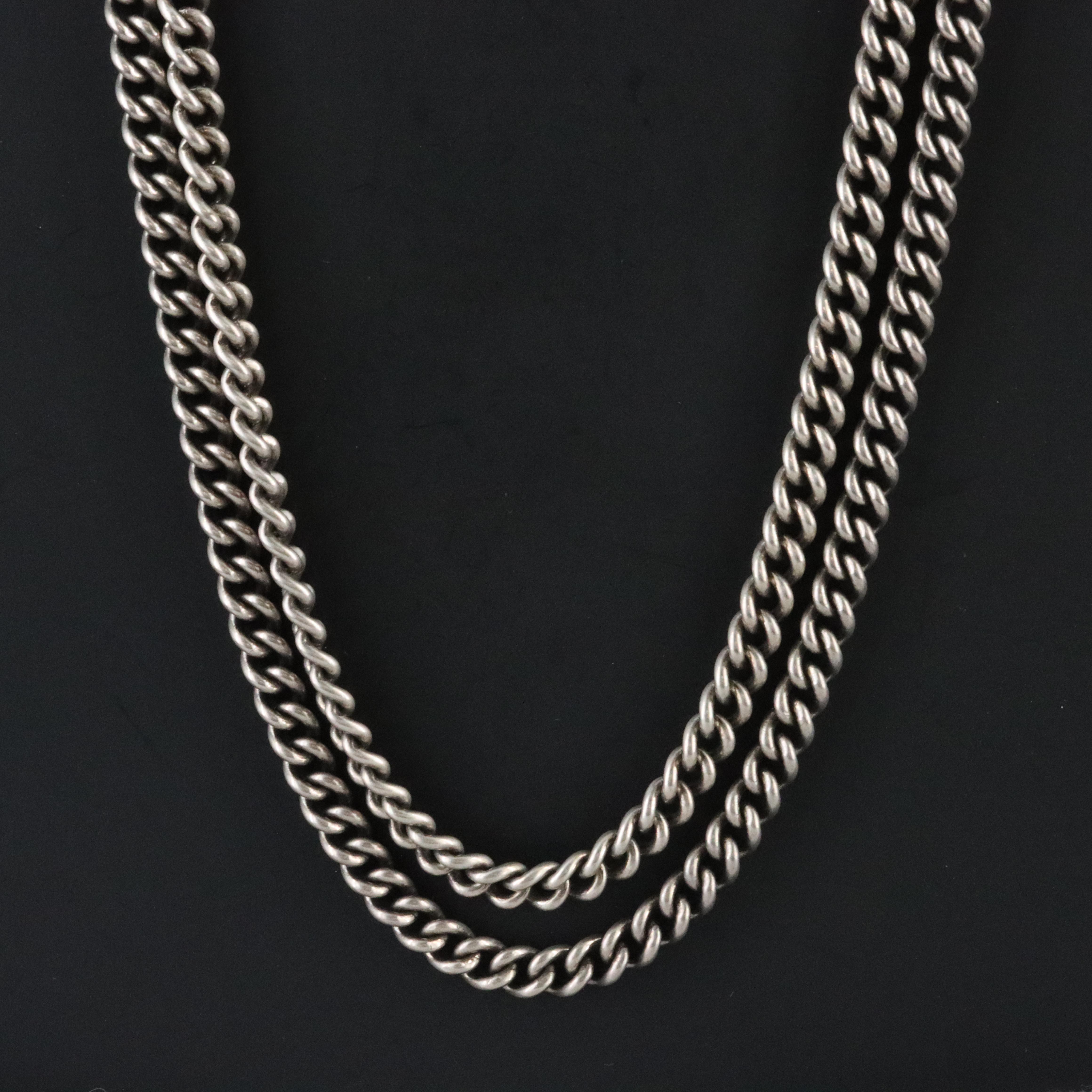 Sheryl Lowe Sterling Double Strand Curb Chain Necklace