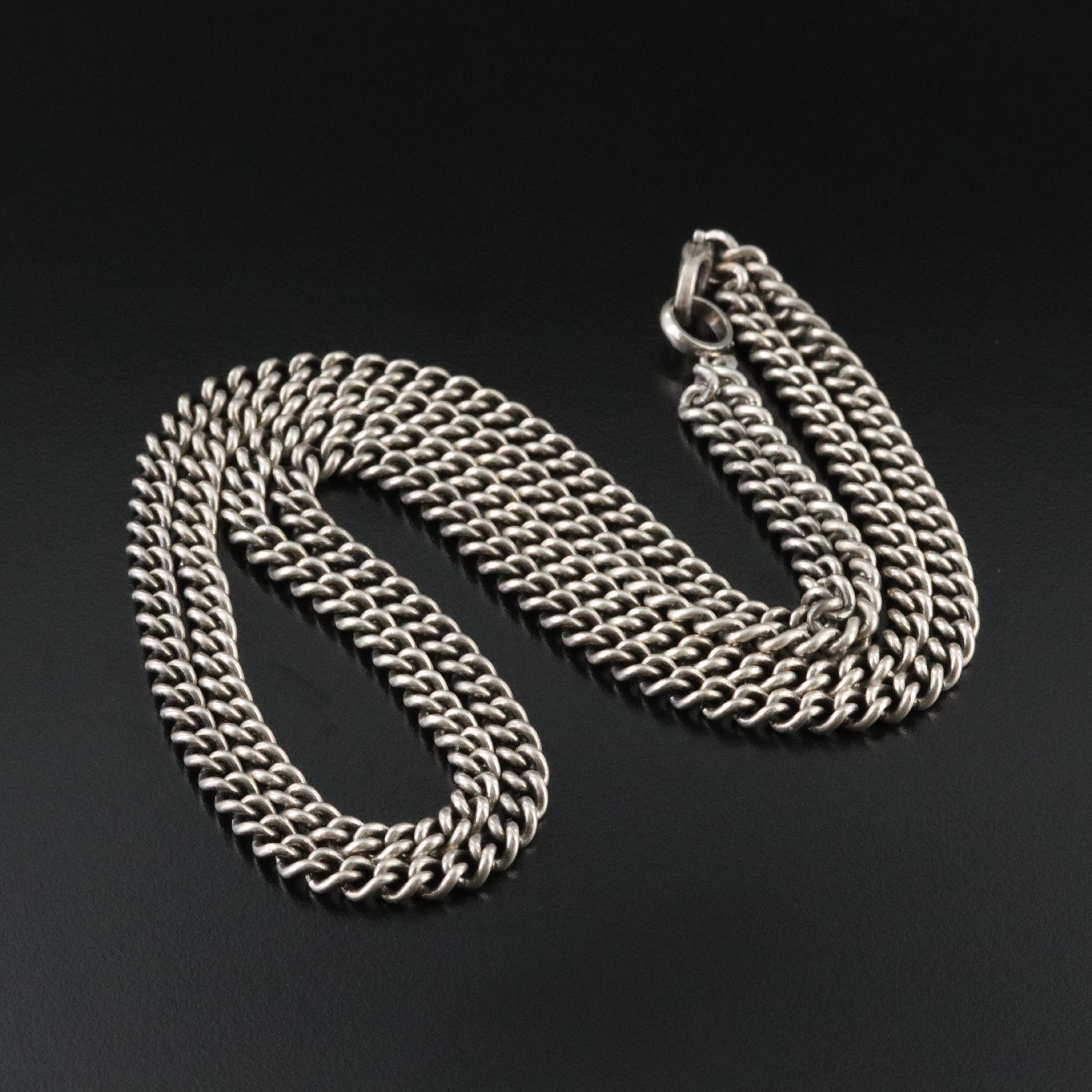 Sheryl Lowe Sterling Double Strand Curb Chain Necklace