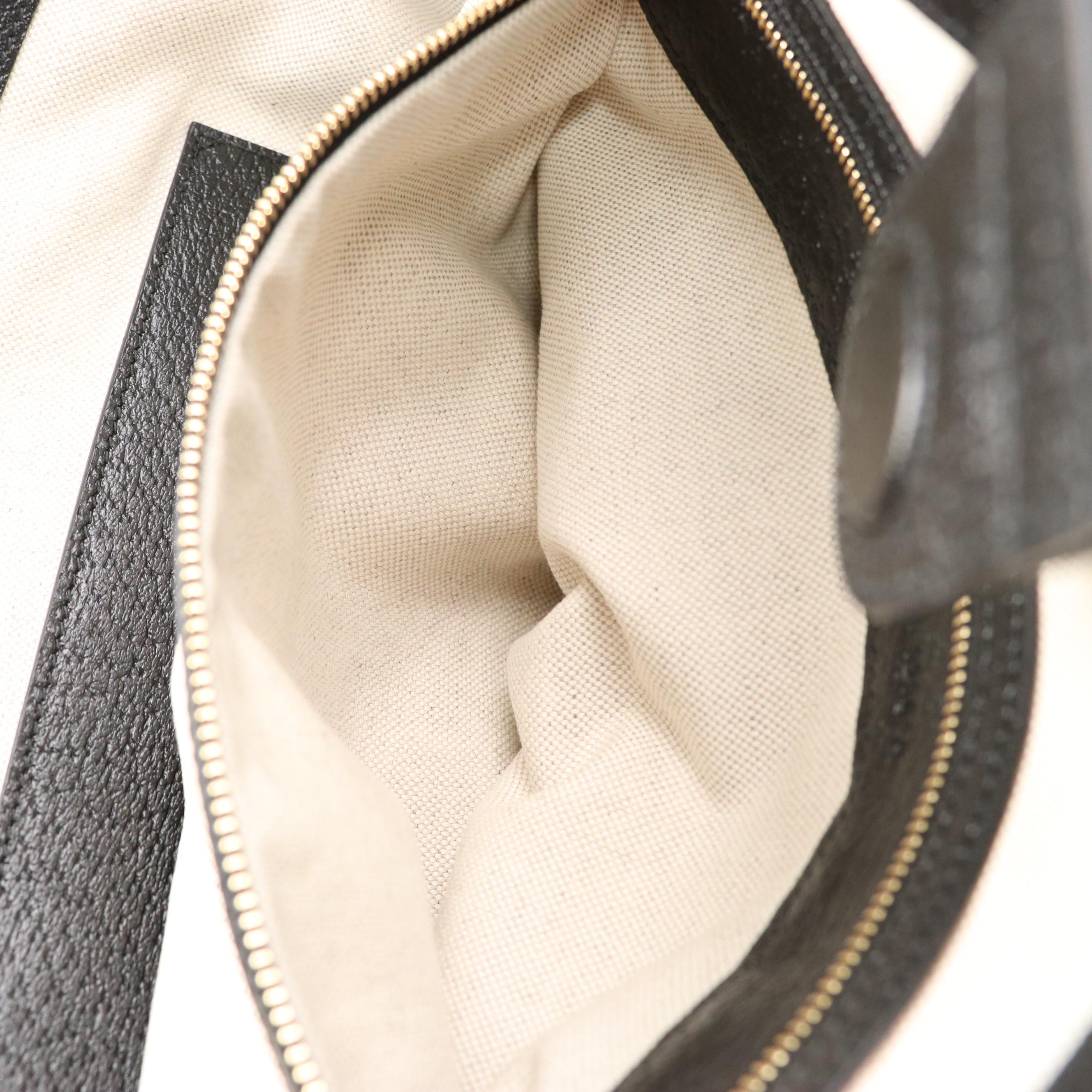 Gucci Ophidia Medium Tote in Black GG Denim Canvas and Leather Trim