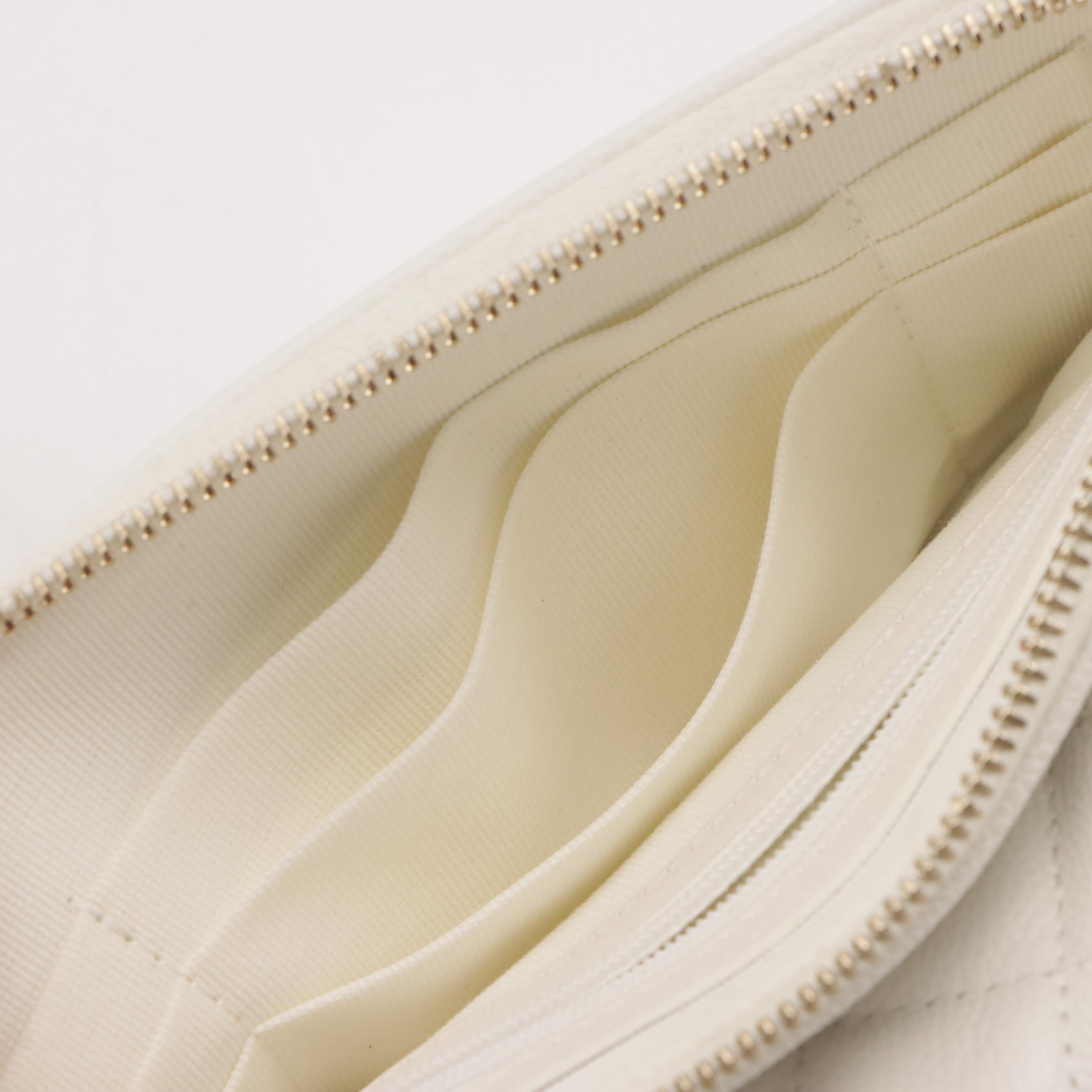 Chanel Flap Phone Case Wallet in Quilted White Caviar Leather with Box