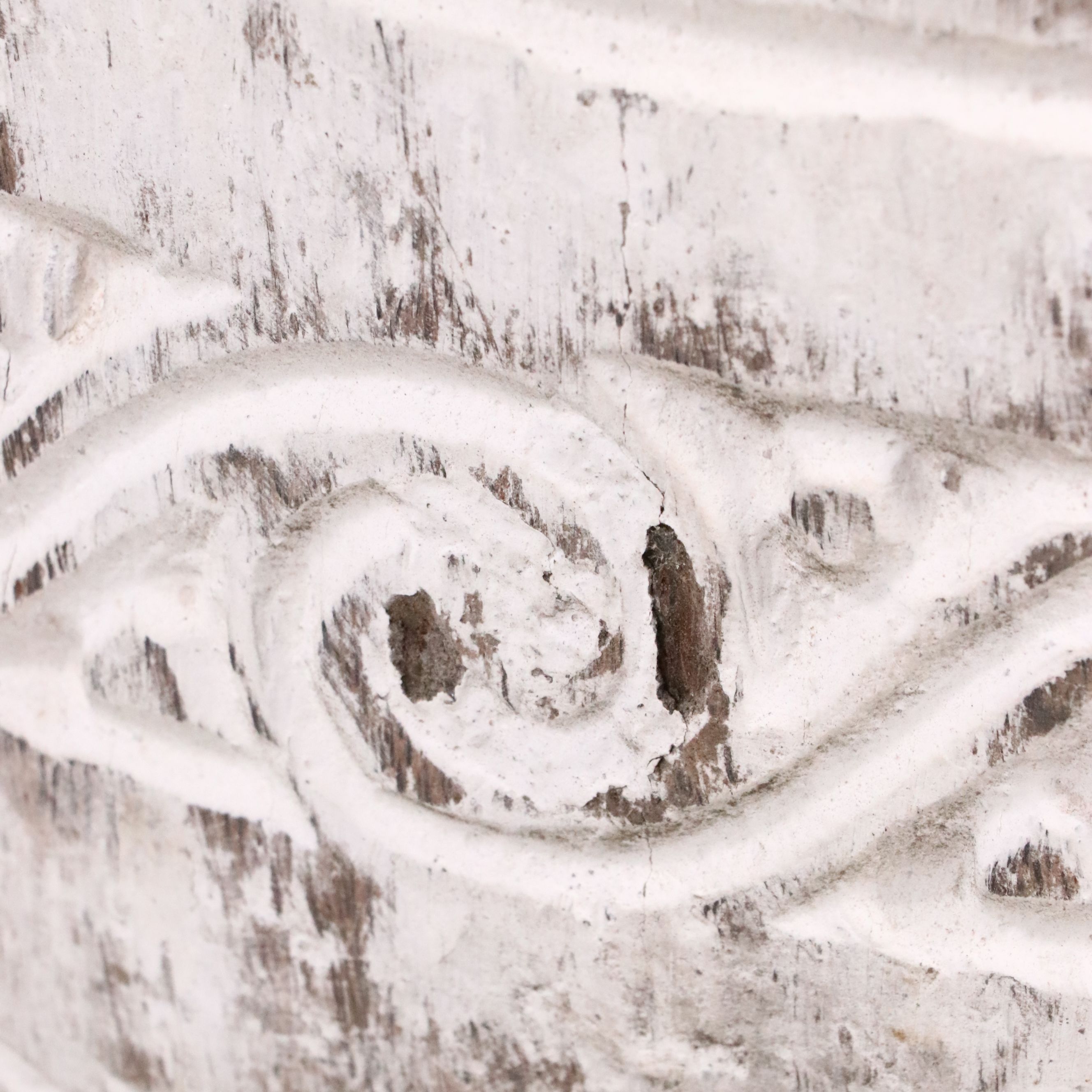 Hand-Carved Distressed White Palm Floor Vase