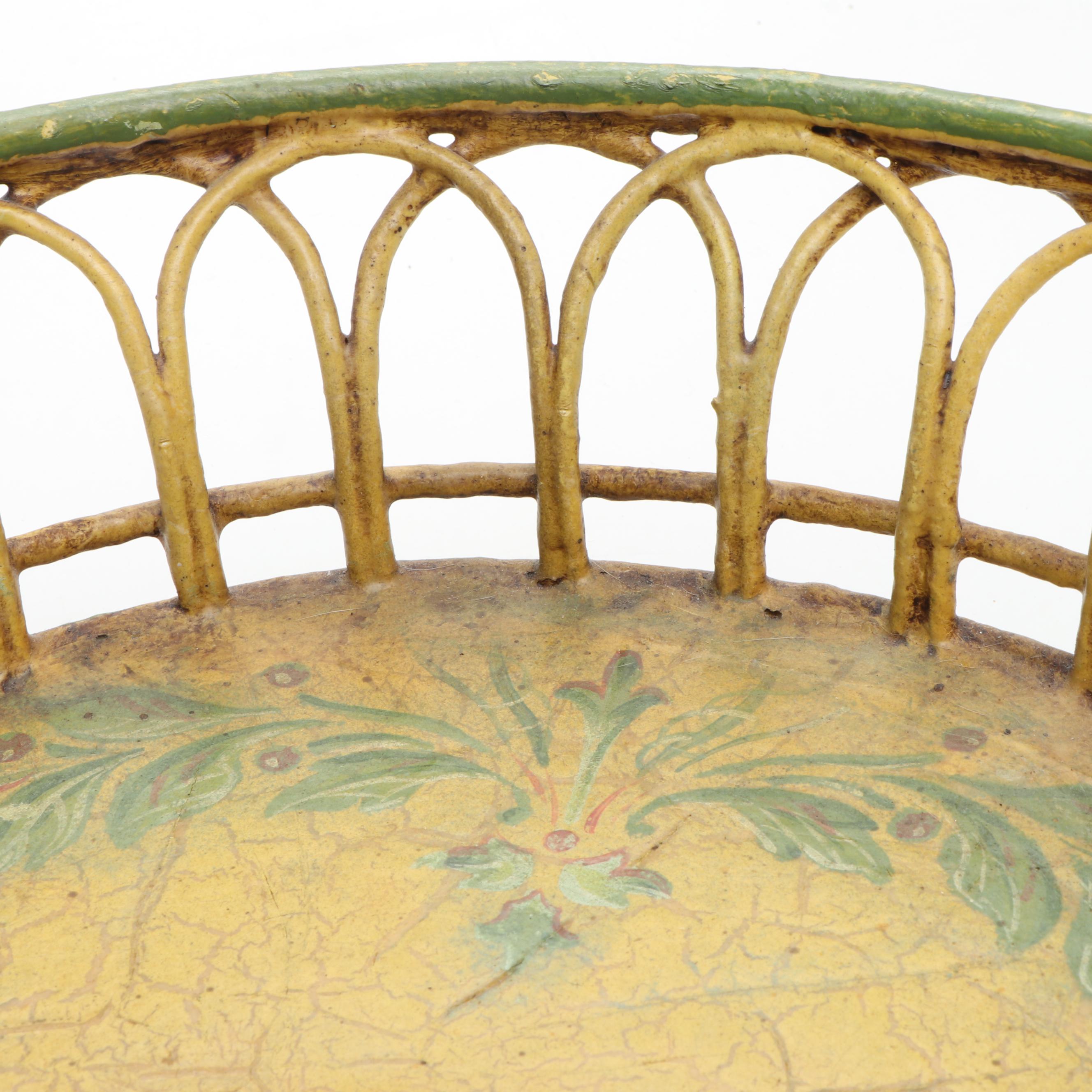 Hand-Painted Cast Plaster Footed Fruit Basket