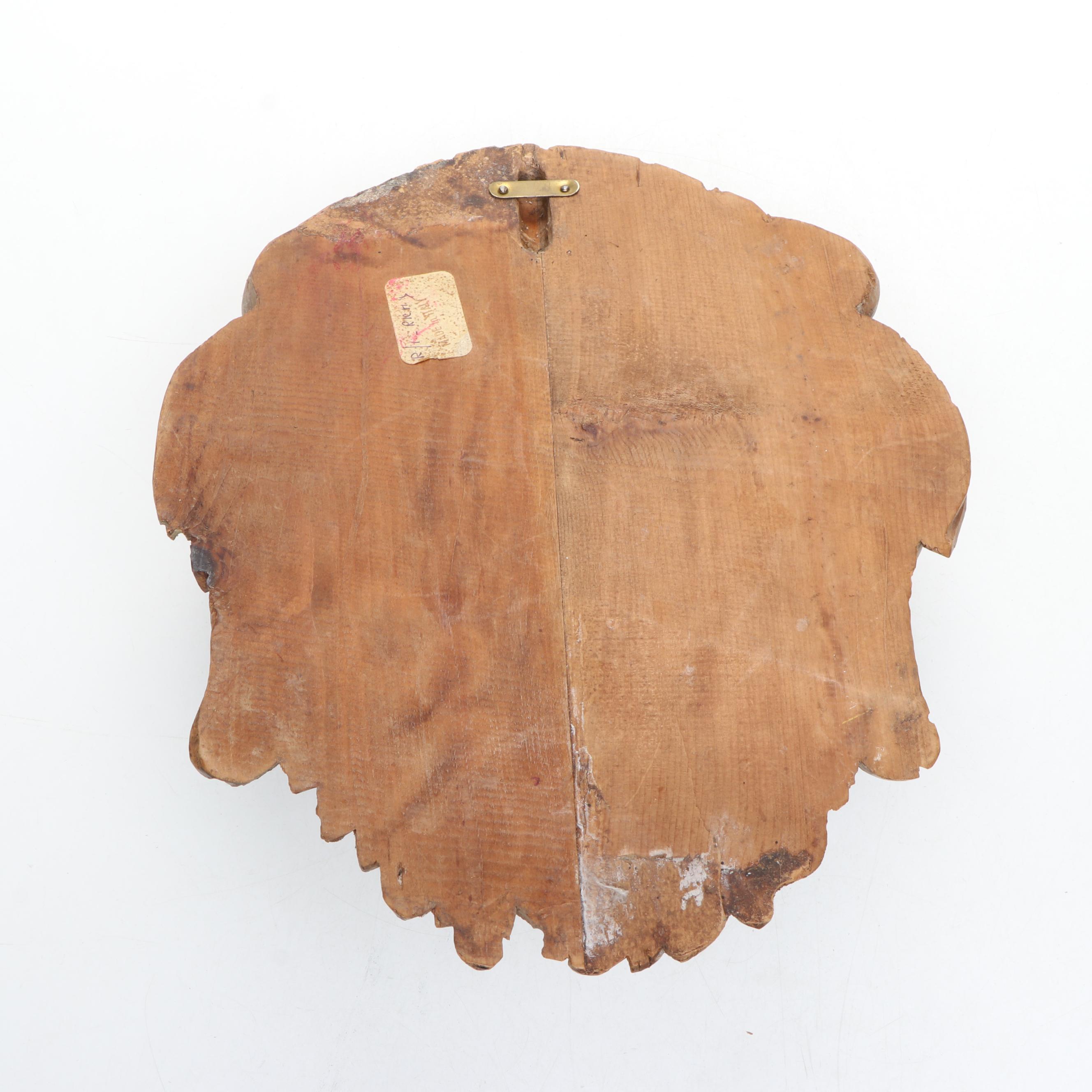 Italian Carved Wood Lion Head Wall Hanging