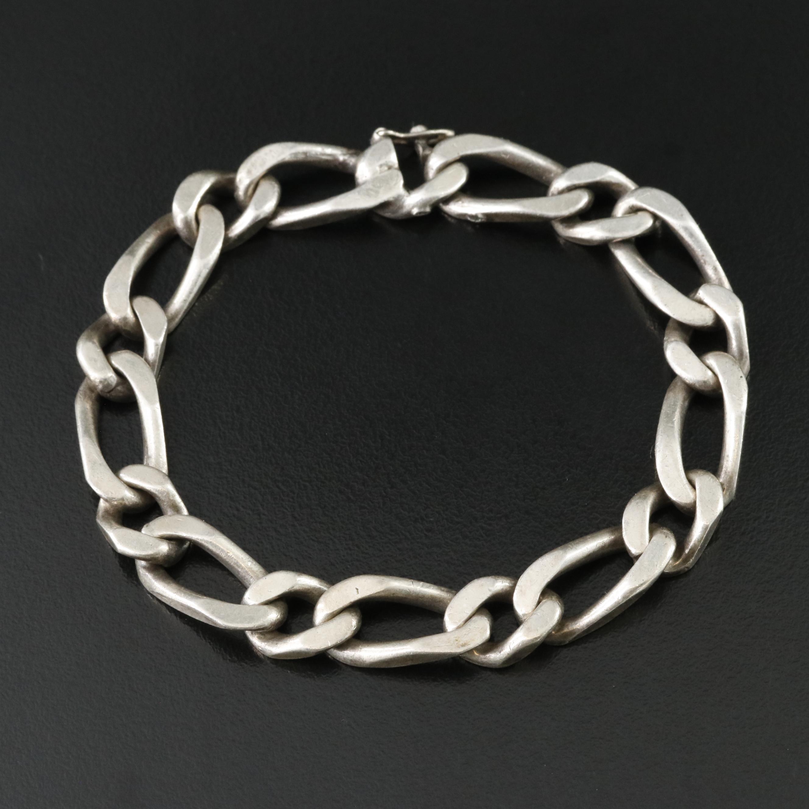 Sterling Figaro Chain Bracelet