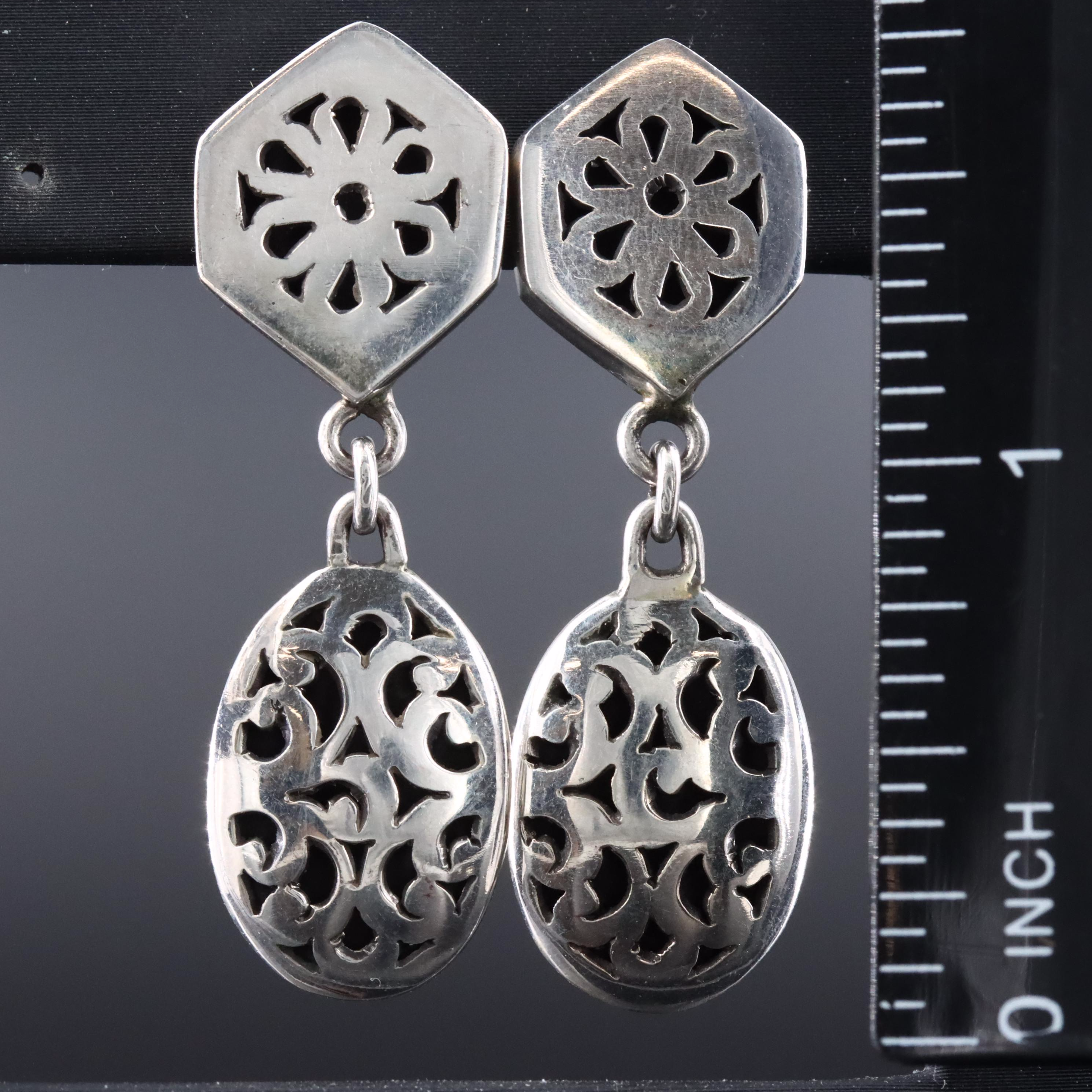 Sterling Earrings Including Blue Topaz, Mexican Hoops and Thai