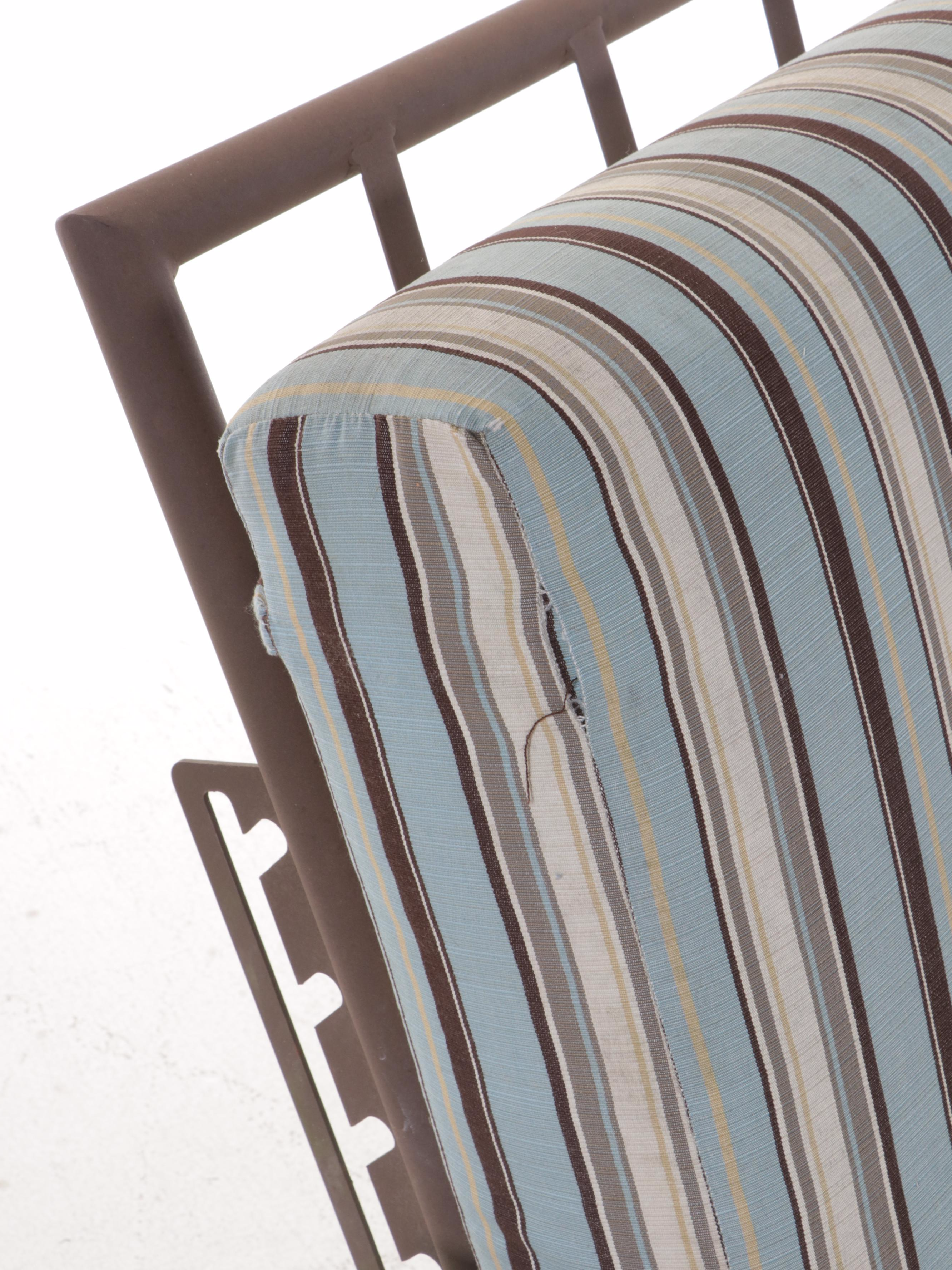 Pair of Arizona Iron Frame Chaise Lounges with Fitted Sunbrella Cushions