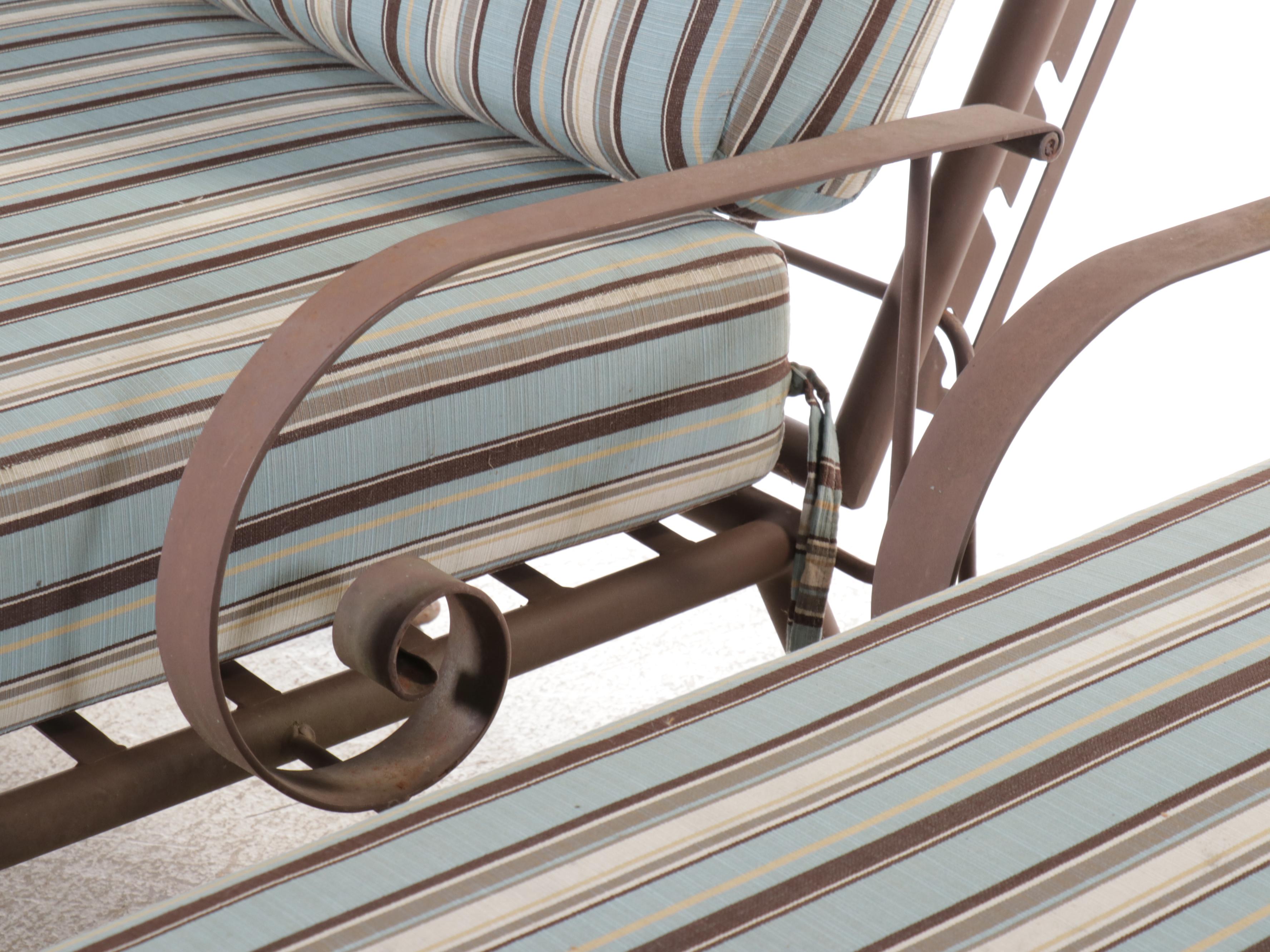 Pair of Arizona Iron Frame Chaise Lounges with Fitted Sunbrella Cushions