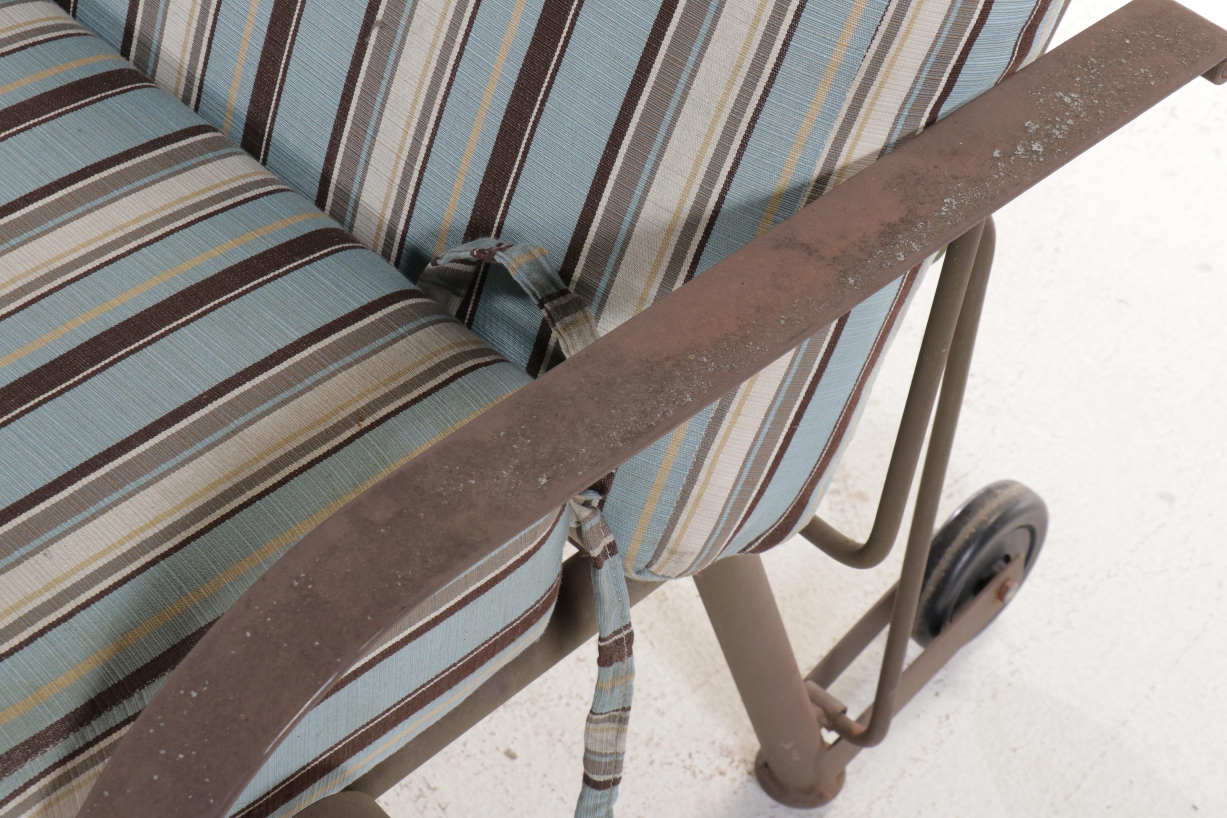 Pair of Arizona Iron Frame Chaise Lounges with Fitted Sunbrella Cushions